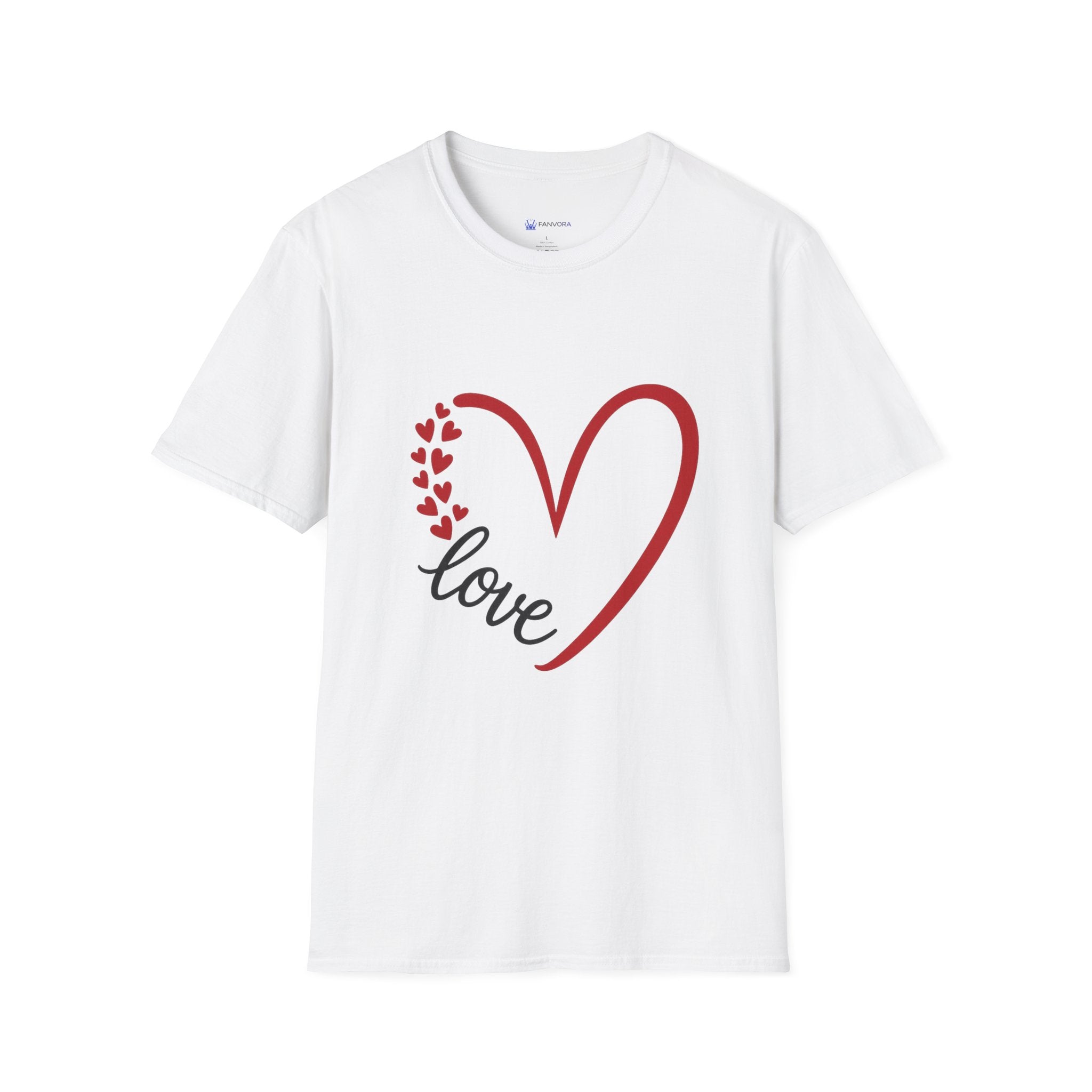 T-Shirt — Love Heart Design with Script 'love' | Romantic Valentine's Tee