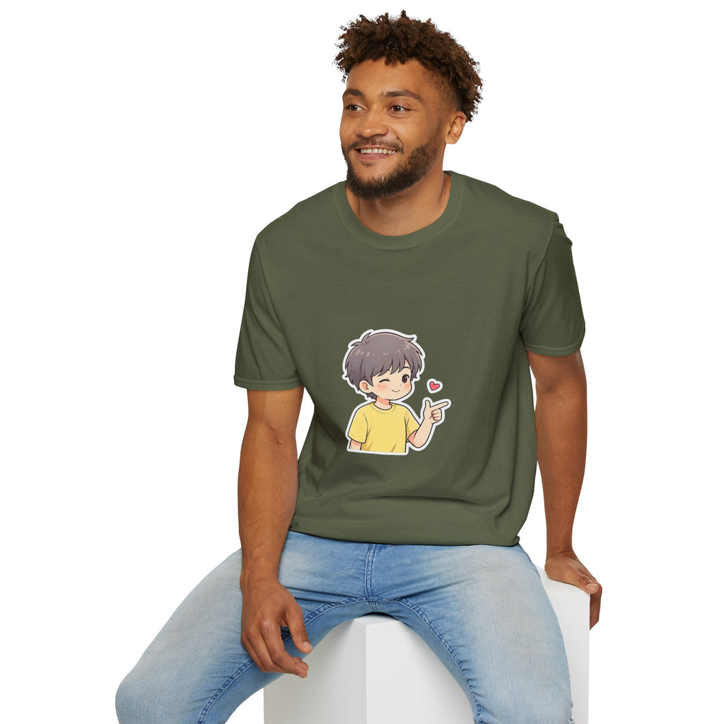Cute Boy Cartoon Heart T-Shirt – Kawaii Cute Kid Character Tee