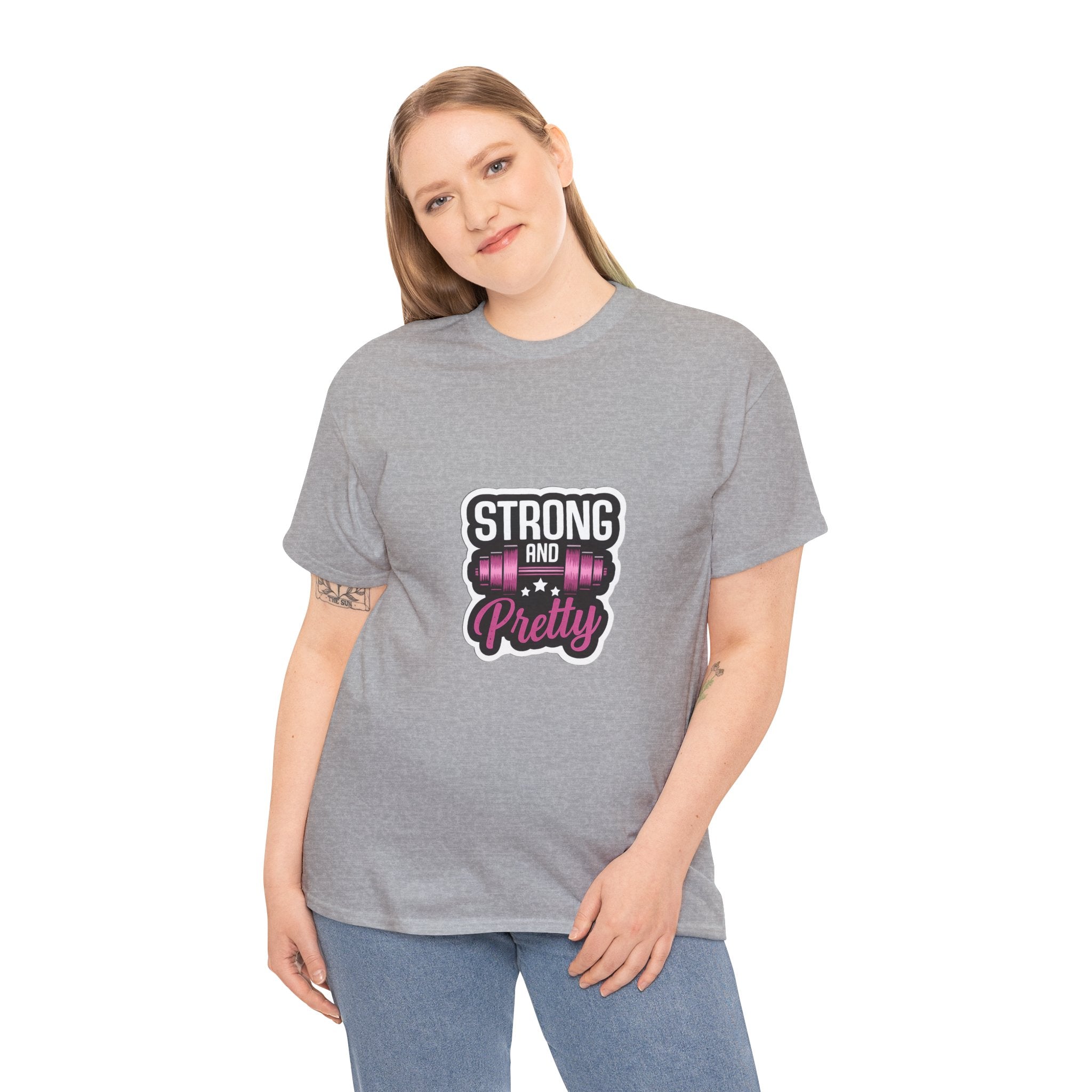Strong and Pretty Tee — 'Strong and Pretty' Fitness Graphic T-Shirt