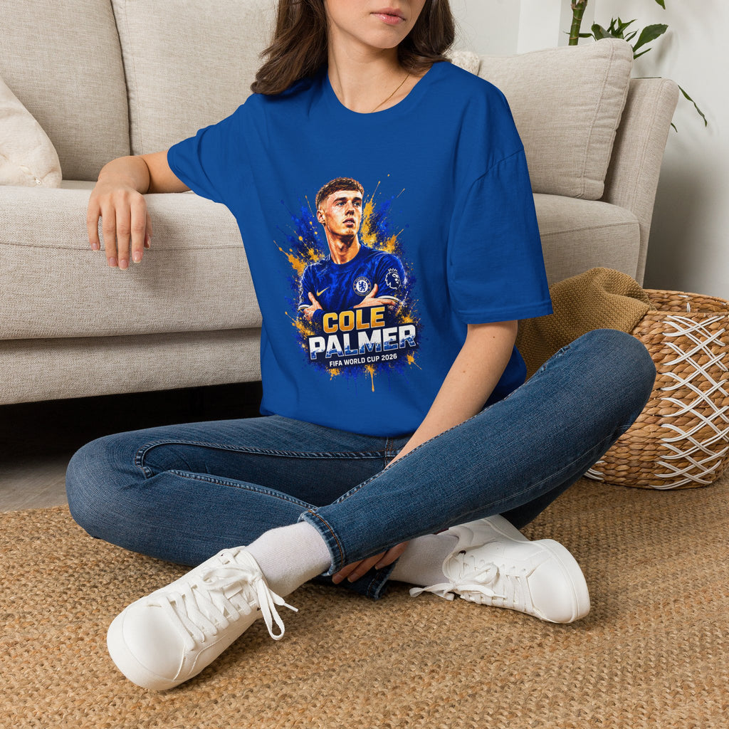 Soccer Player Graphic T-Shirt — 'England Legend' Blue Splash Design