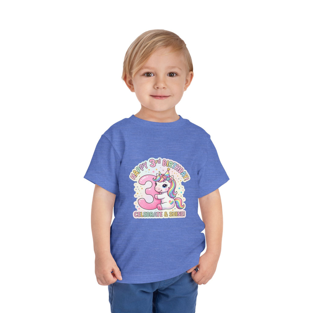 Toddler Unicorn 3rd Birthday Tee — "Happy 3rd Birthday!" Celebrate & Sparkle