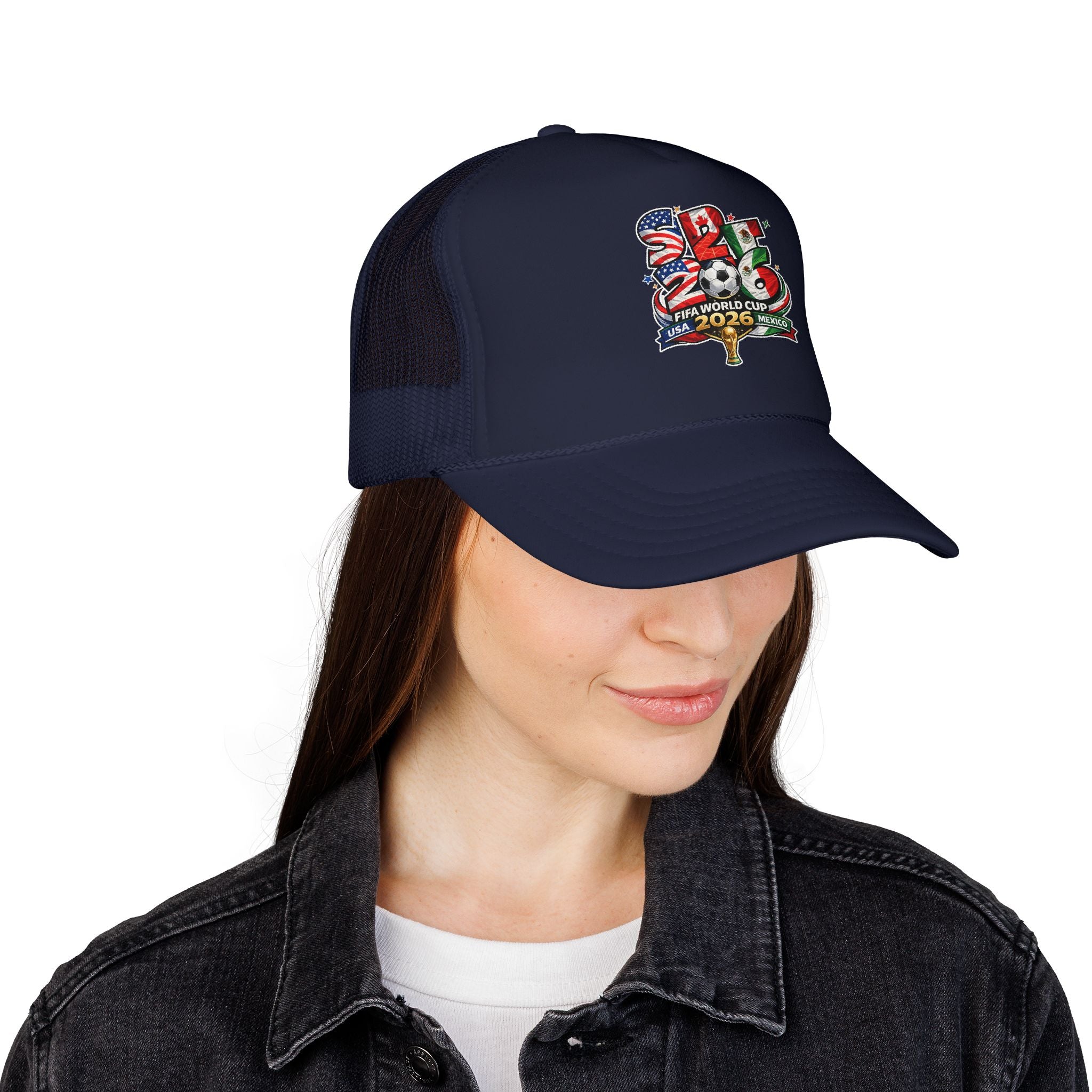 soccer cup 2026 Foam Trucker Hat — USA Soccer Patch Design