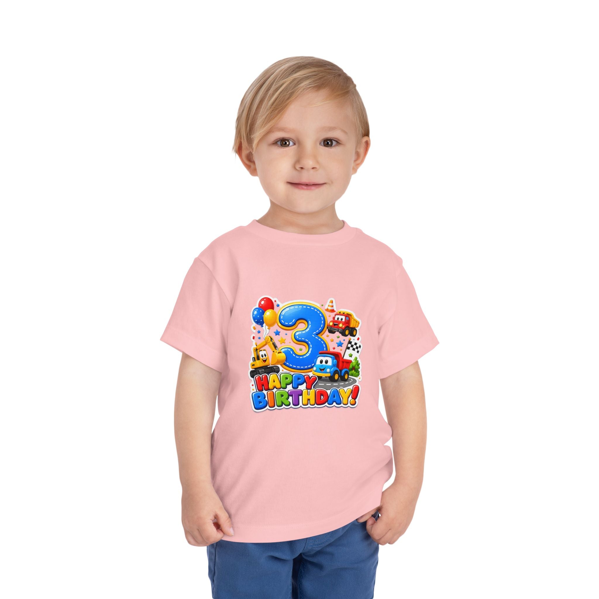 Toddler Birthday Tee — "3" Race Car Happy Birthday Shirt