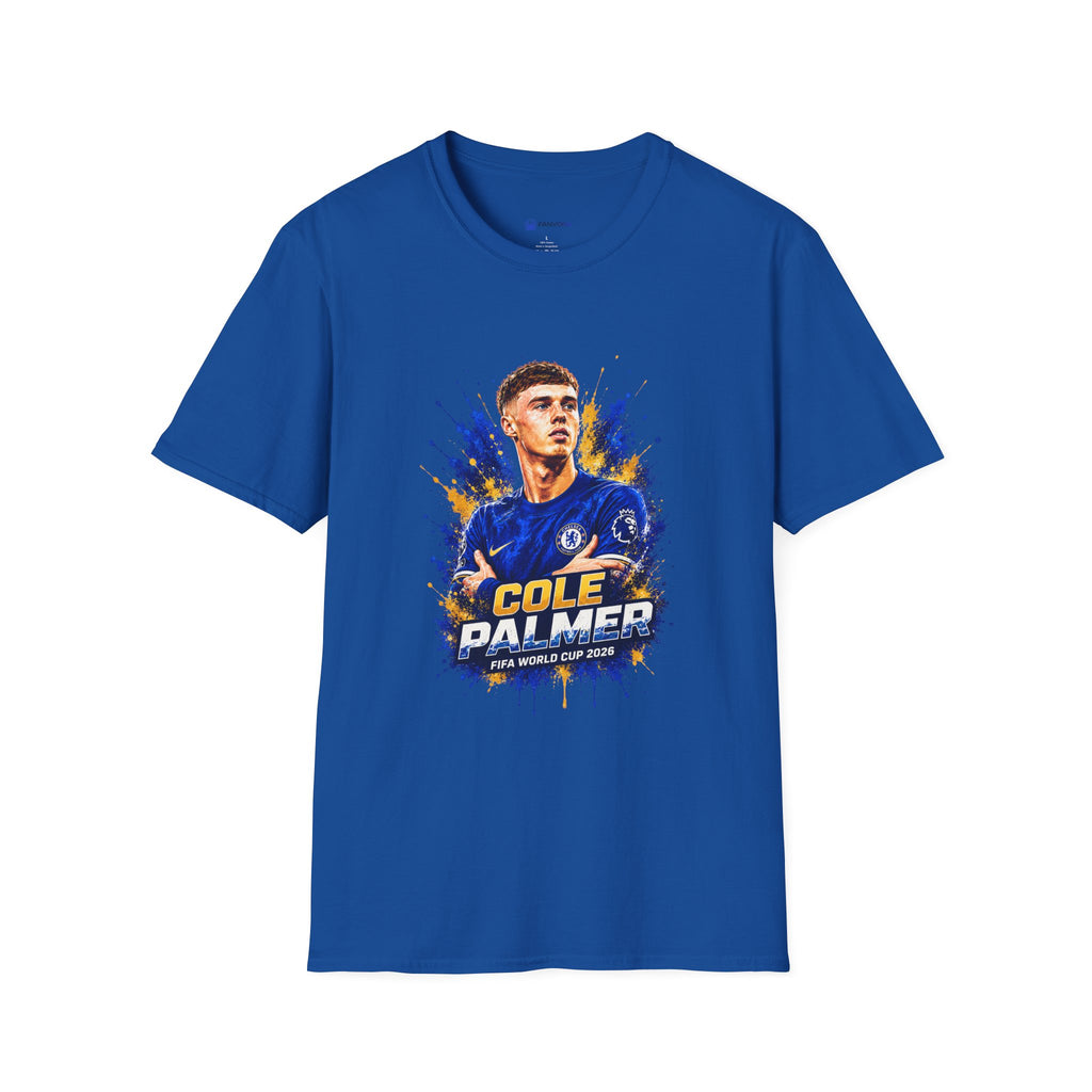 Soccer Player Graphic T-Shirt — 'England Legend' Blue Splash Design