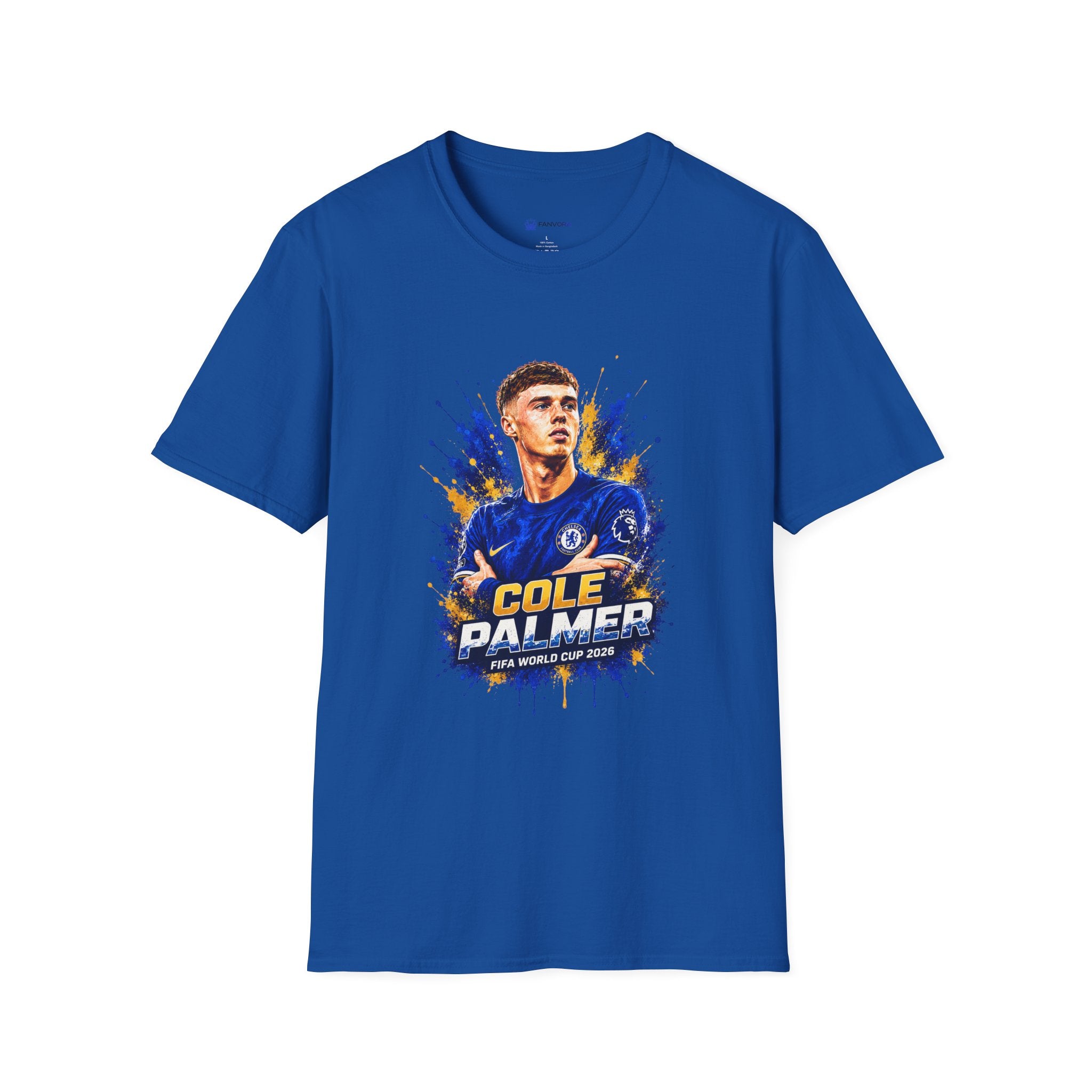 Soccer Player Graphic T-Shirt — 'England Legend' Blue Splash Design