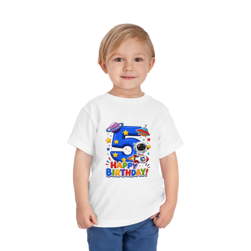 Kids' 5th Birthday Space Tee - Happy Birthday Astronaut Shirt for Toddlers
