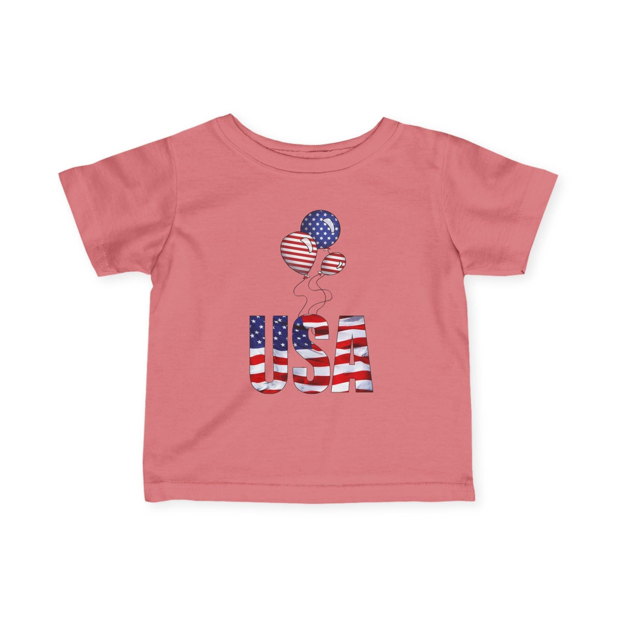 Infant Tee - USA Flag Balloons Graphic (Patriotic 4th of July Baby Shirt).
