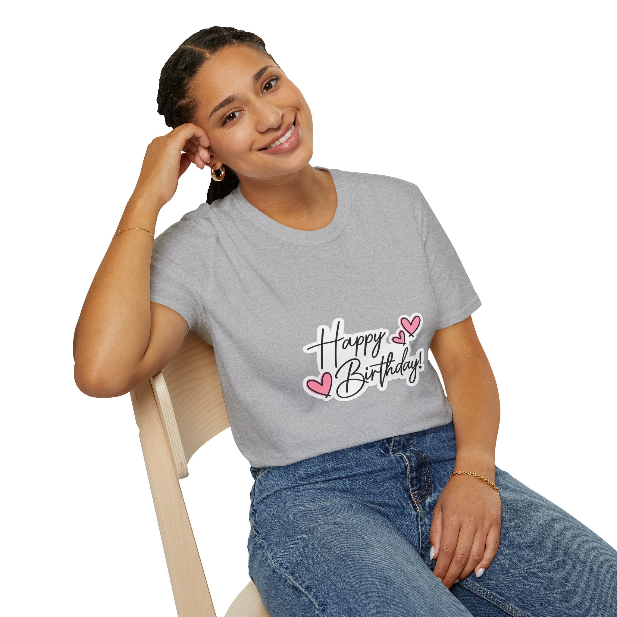 Birthday T-Shirt — "Happy Birthday" Heart Graphic
