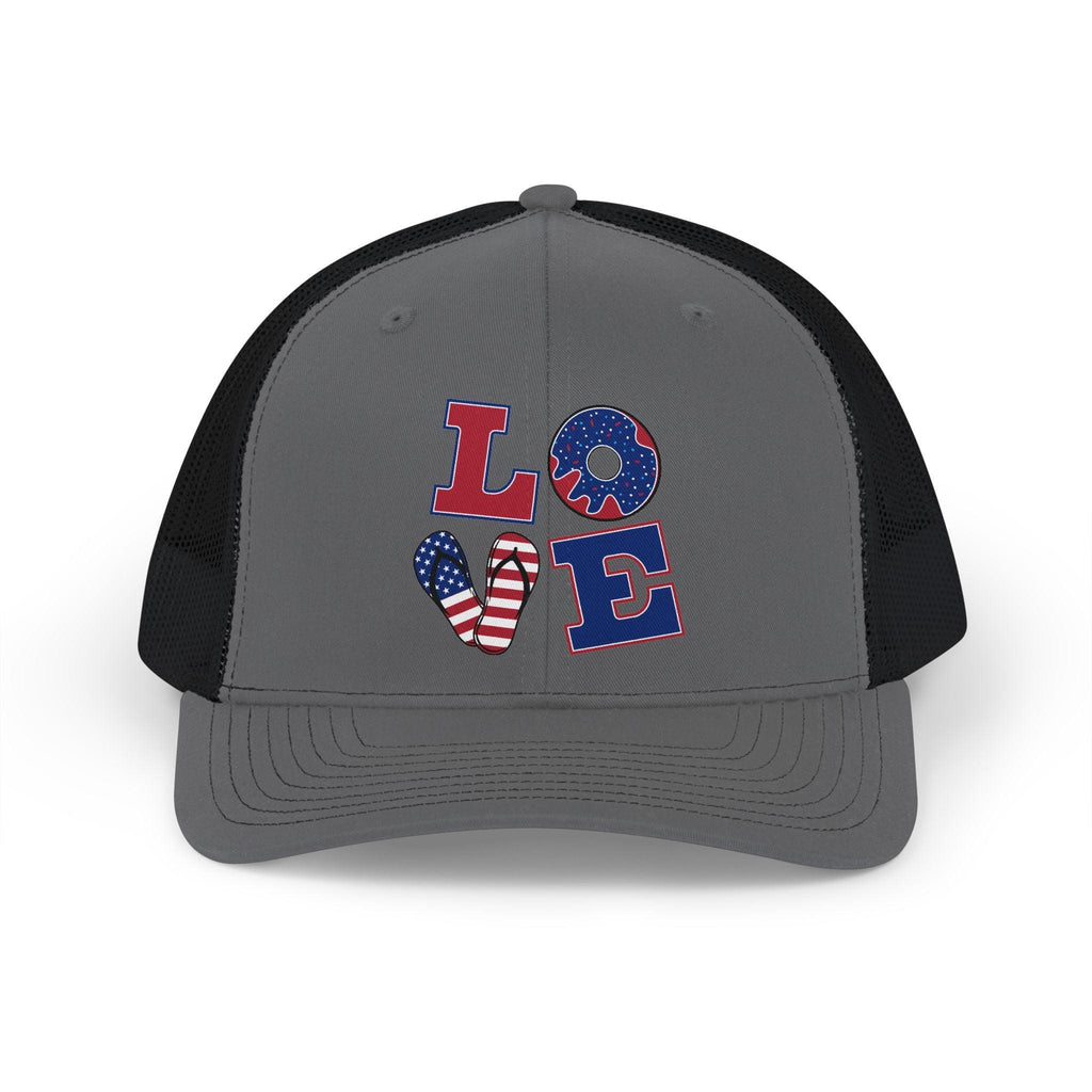 Patriotic LOVE USA flag trucker cap
