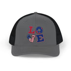 Patriotic LOVE USA flag trucker cap
