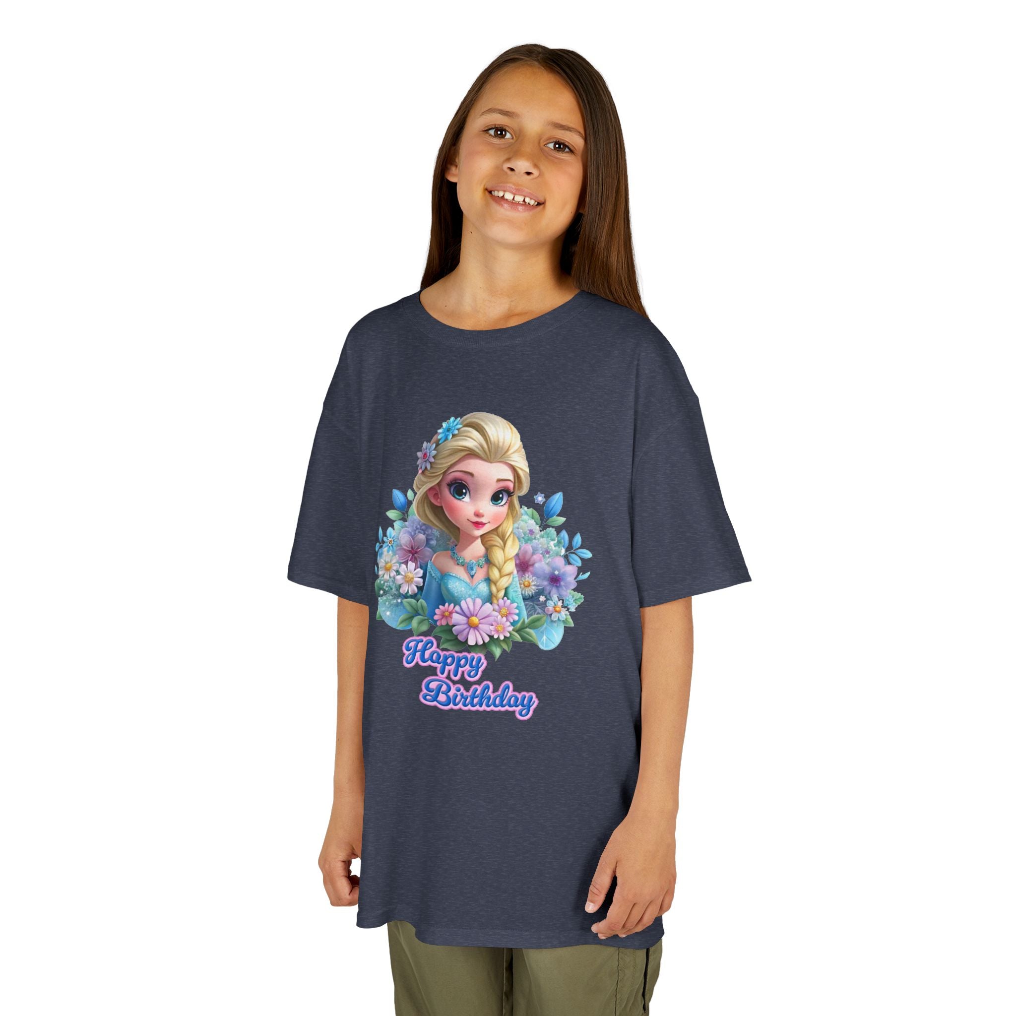 Kids Tee — 'Happy Birthday' Princess Floral Design