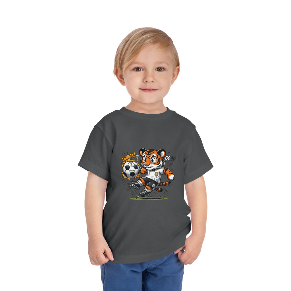Toddler Soccer Tiger Tee — Cute Kicking Tiger Football Shirt for Kids