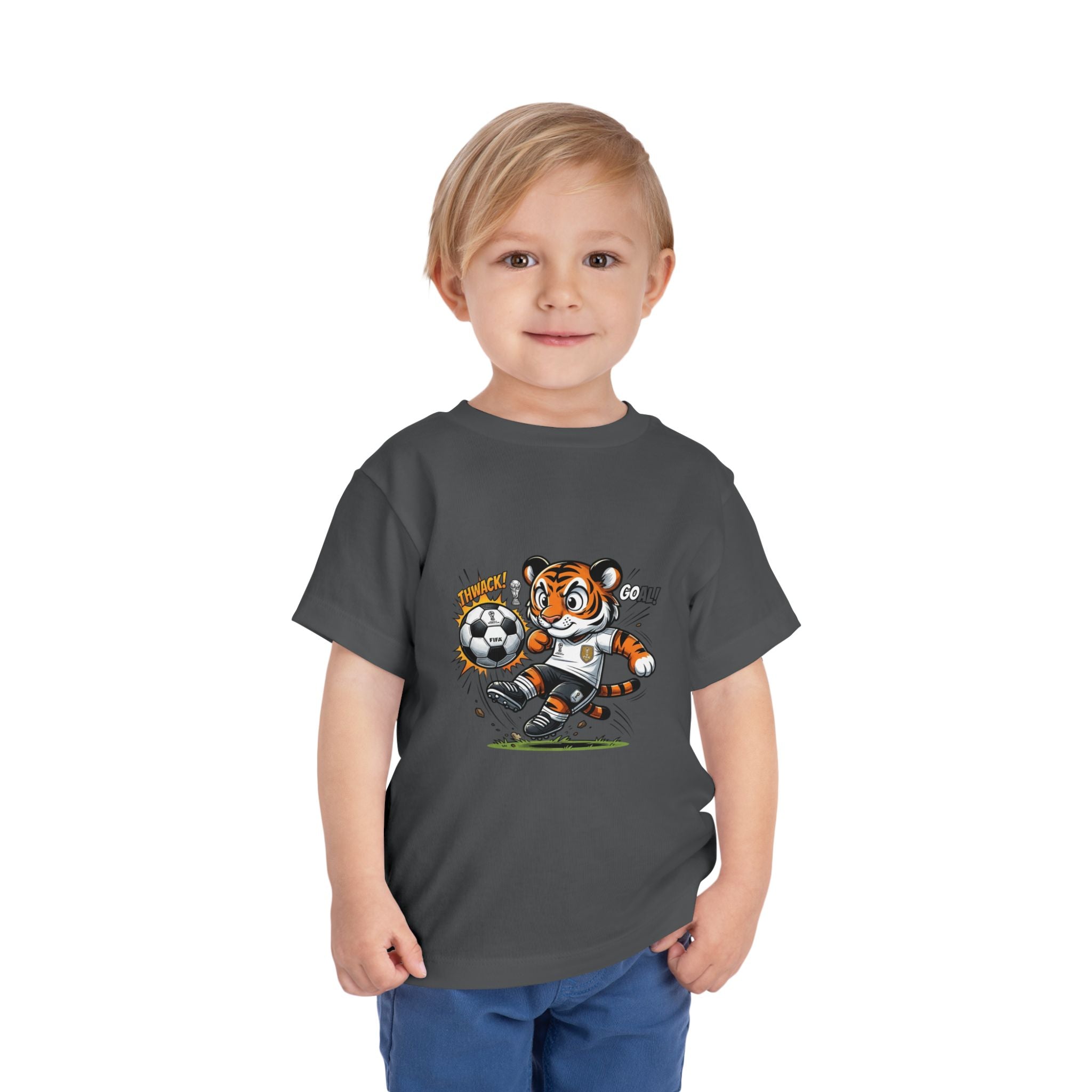 Toddler Soccer Tiger Tee — Cute Kicking Tiger Football Shirt for Kids