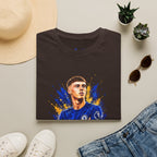 Soccer Player Graphic T-Shirt — 'England Legend' Blue Splash Design