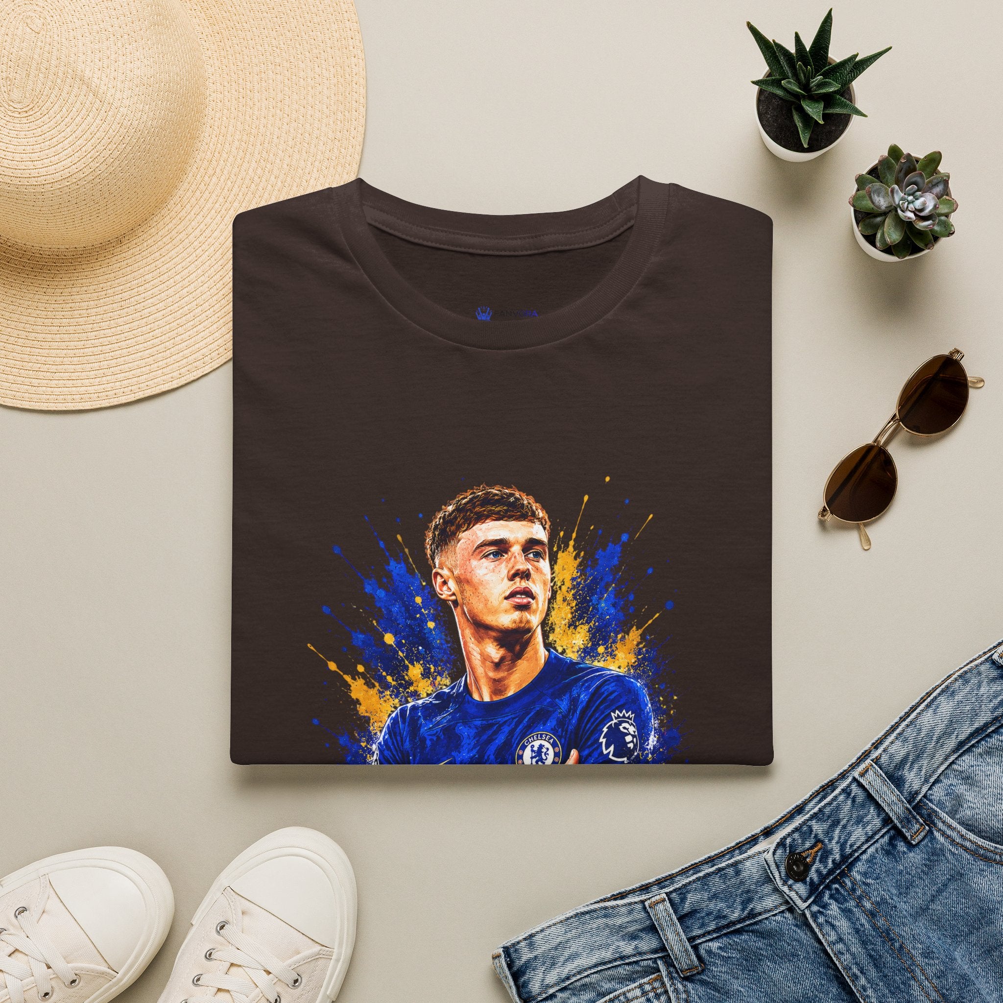 Soccer Player Graphic T-Shirt — 'England Legend' Blue Splash Design