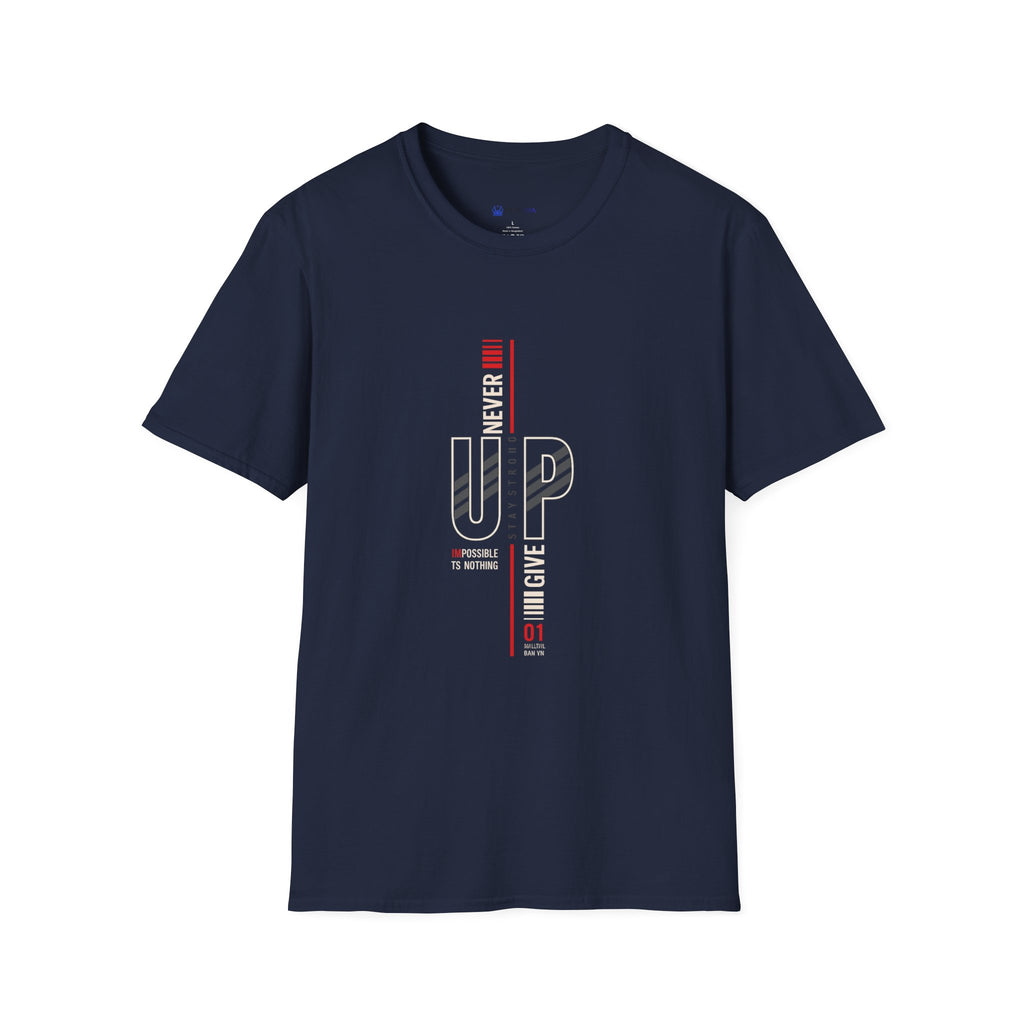 Never Give Up T-Shirt — Motivational Vertical 'Never Up' Graphic Tee