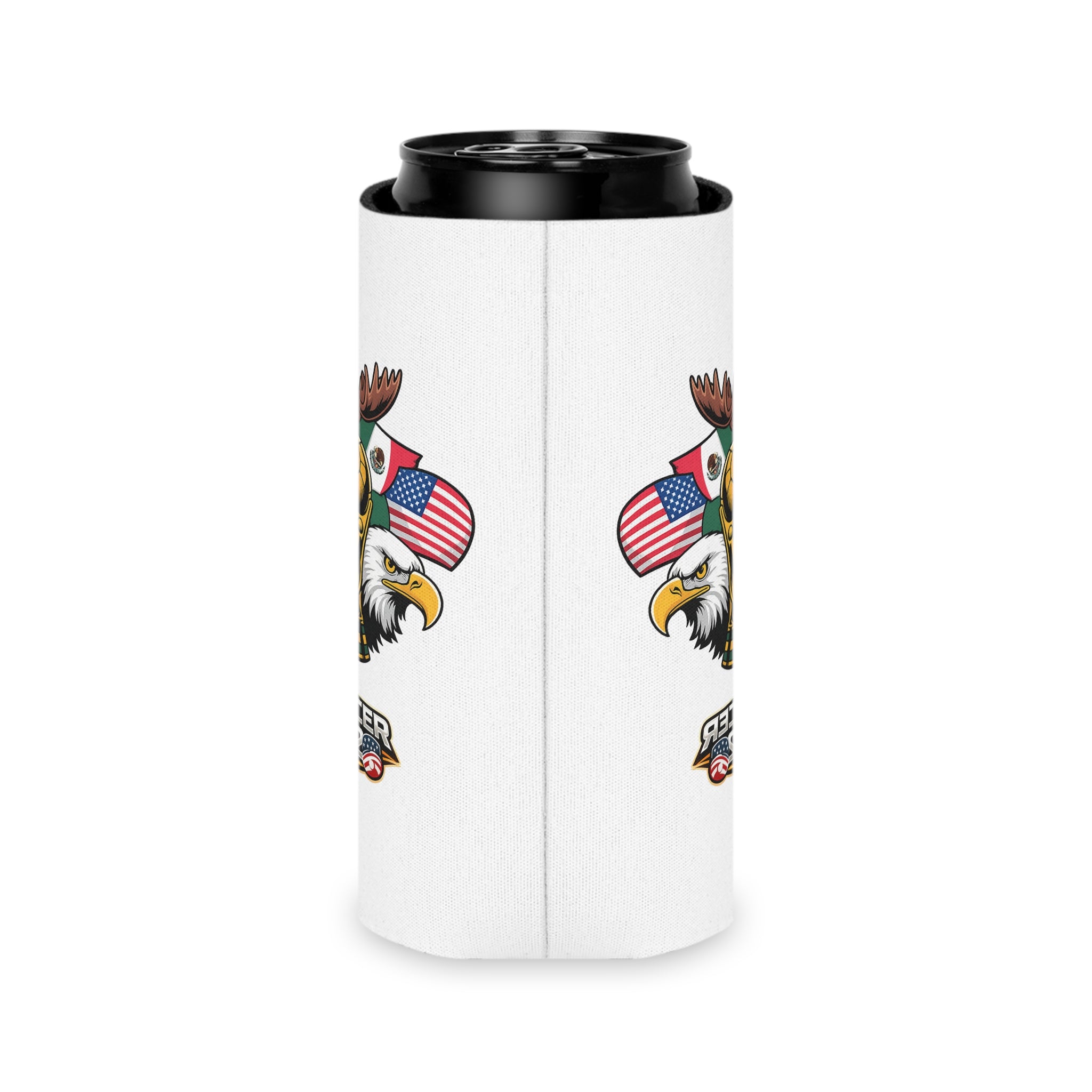 Mascot Can Cooler – Flags & Trophy Beer Koozie