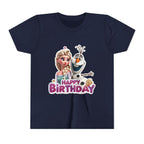 Kids' Birthday Tee - Cute Princess and Snowman "Happy Birthday" Graphic