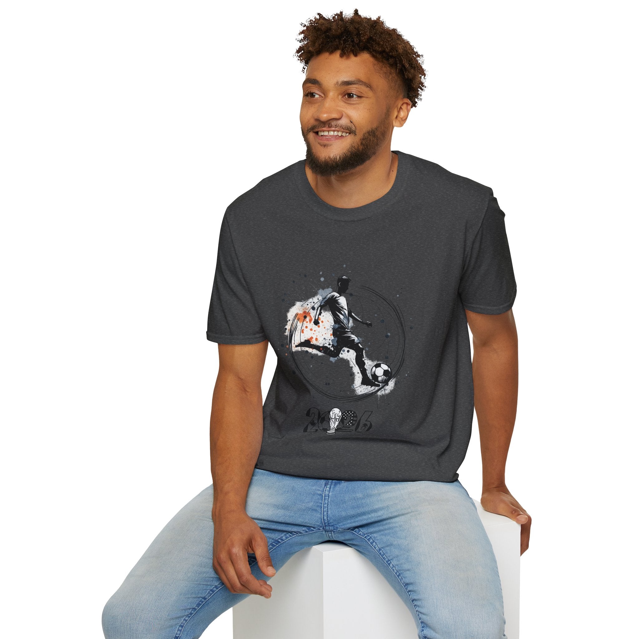 Soccer Player Silhouette T‑Shirt — 2026 Grunge Football Design