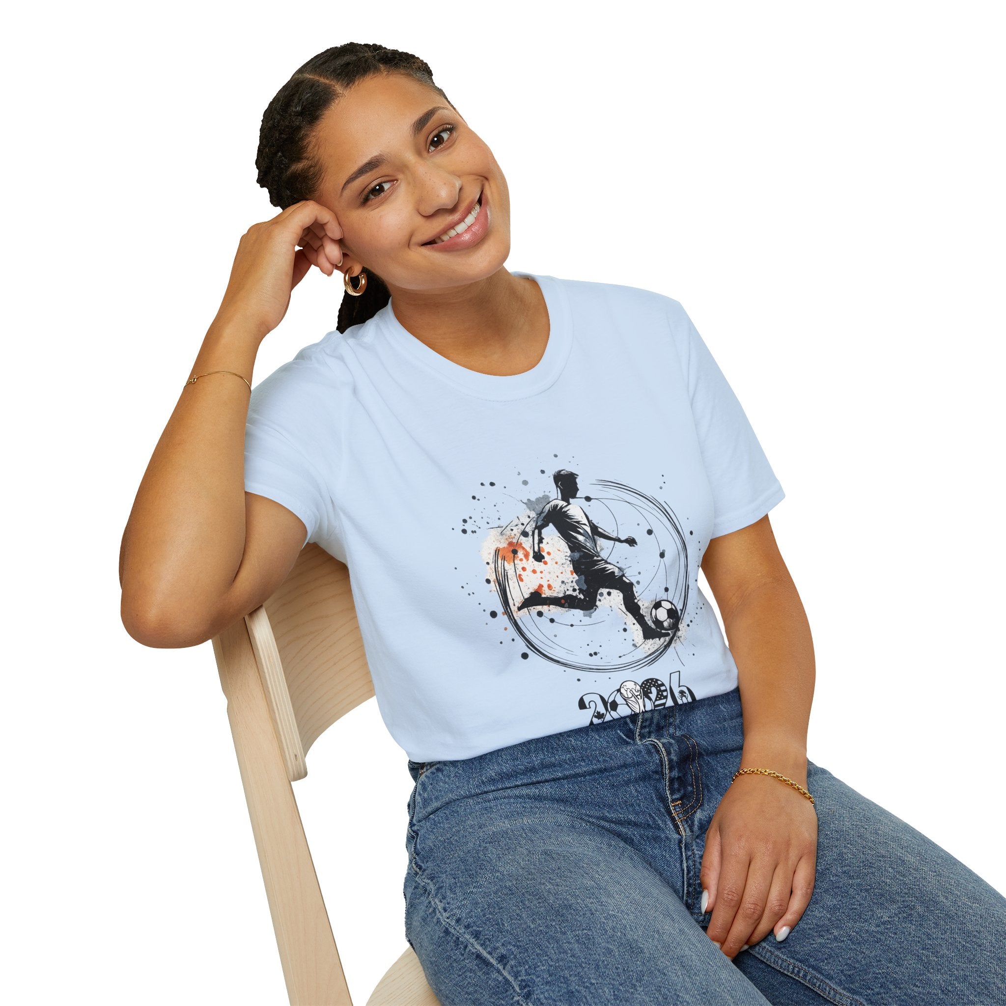 Soccer Player Silhouette T‑Shirt — 2026 Grunge Football Design
