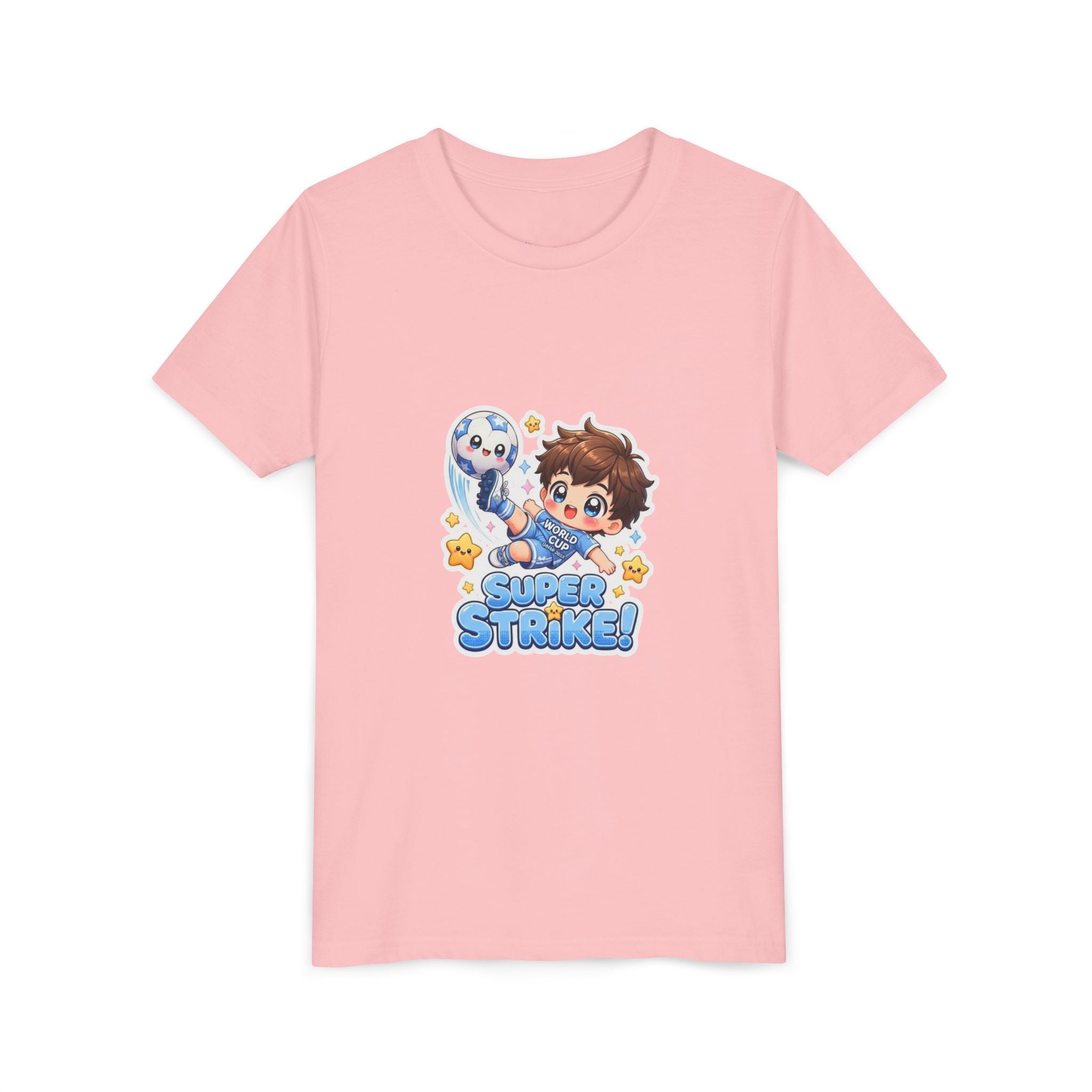 Youth Tee - Cute 'Super Strike!' Soccer Boy Graphic