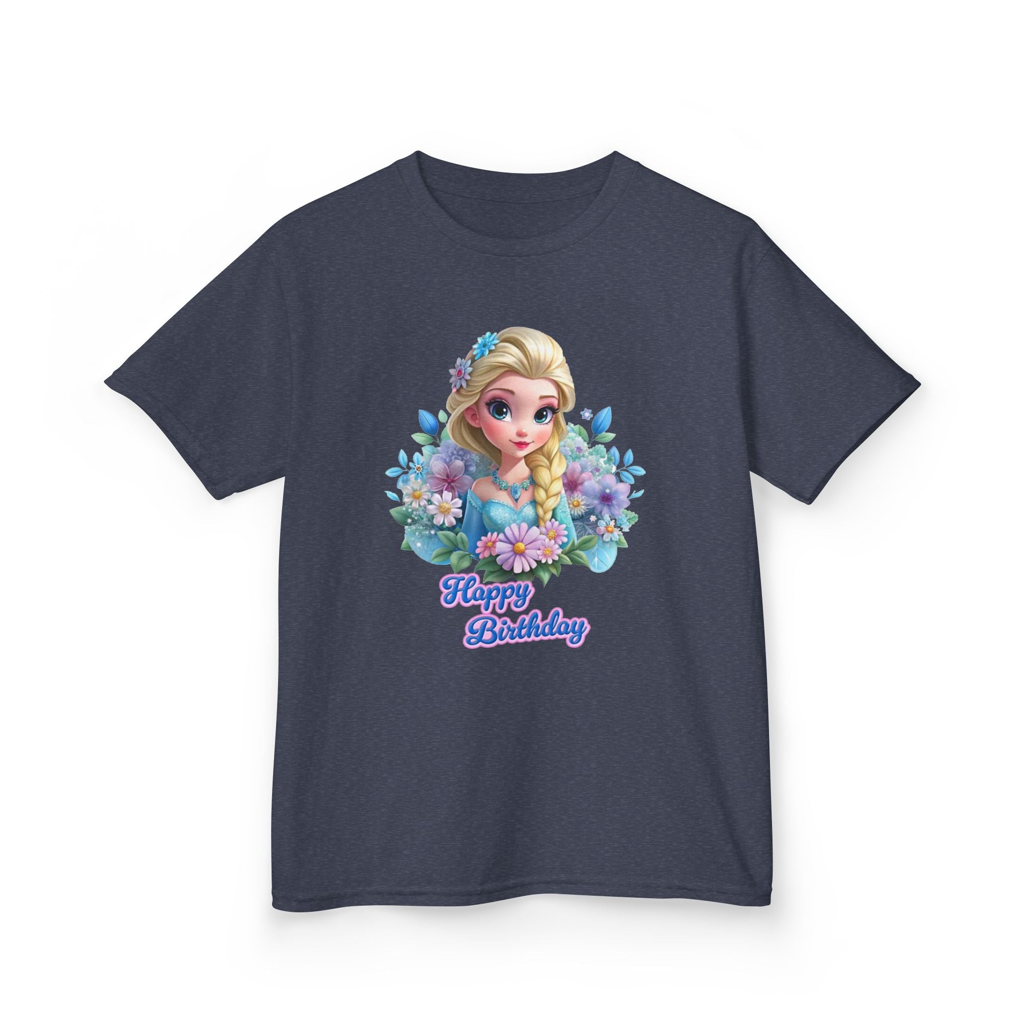 Kids Tee — 'Happy Birthday' Princess Floral Design