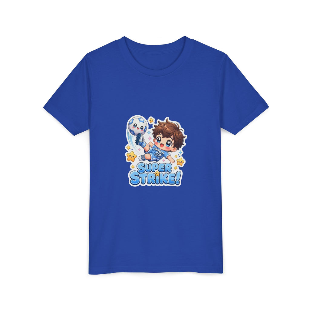 Youth Tee - Cute 'Super Strike!' Soccer Boy Graphic
