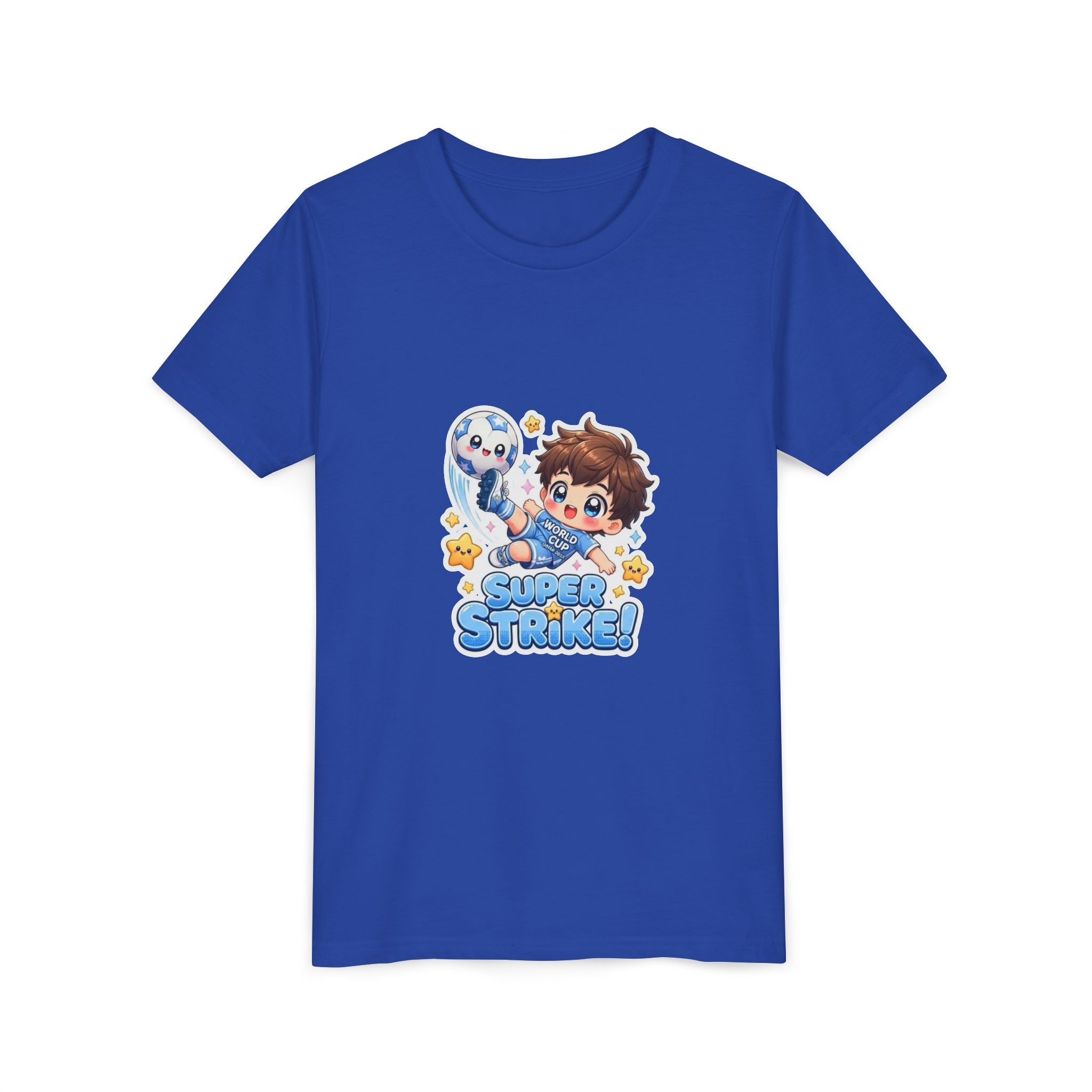 Youth Tee - Cute 'Super Strike!' Soccer Boy Graphic