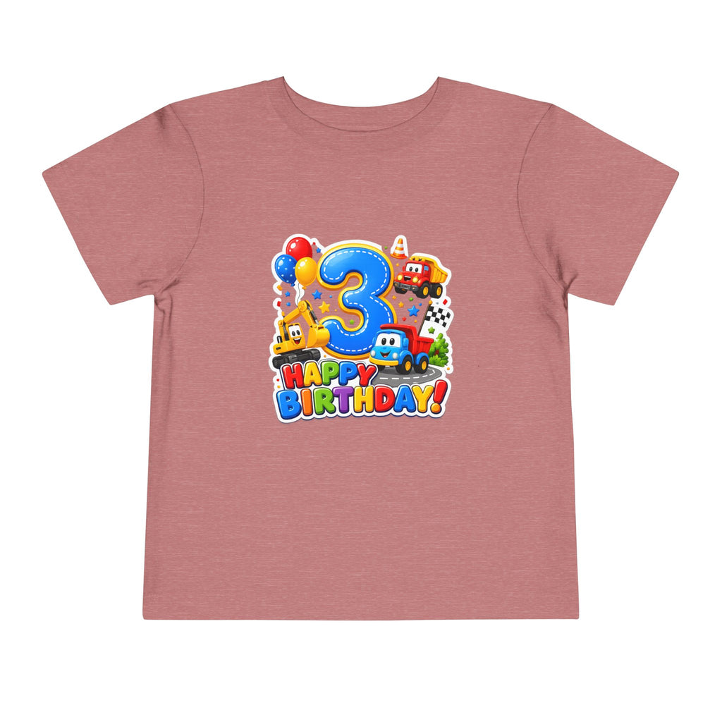 Toddler Birthday Tee — "3" Race Car Happy Birthday Shirt