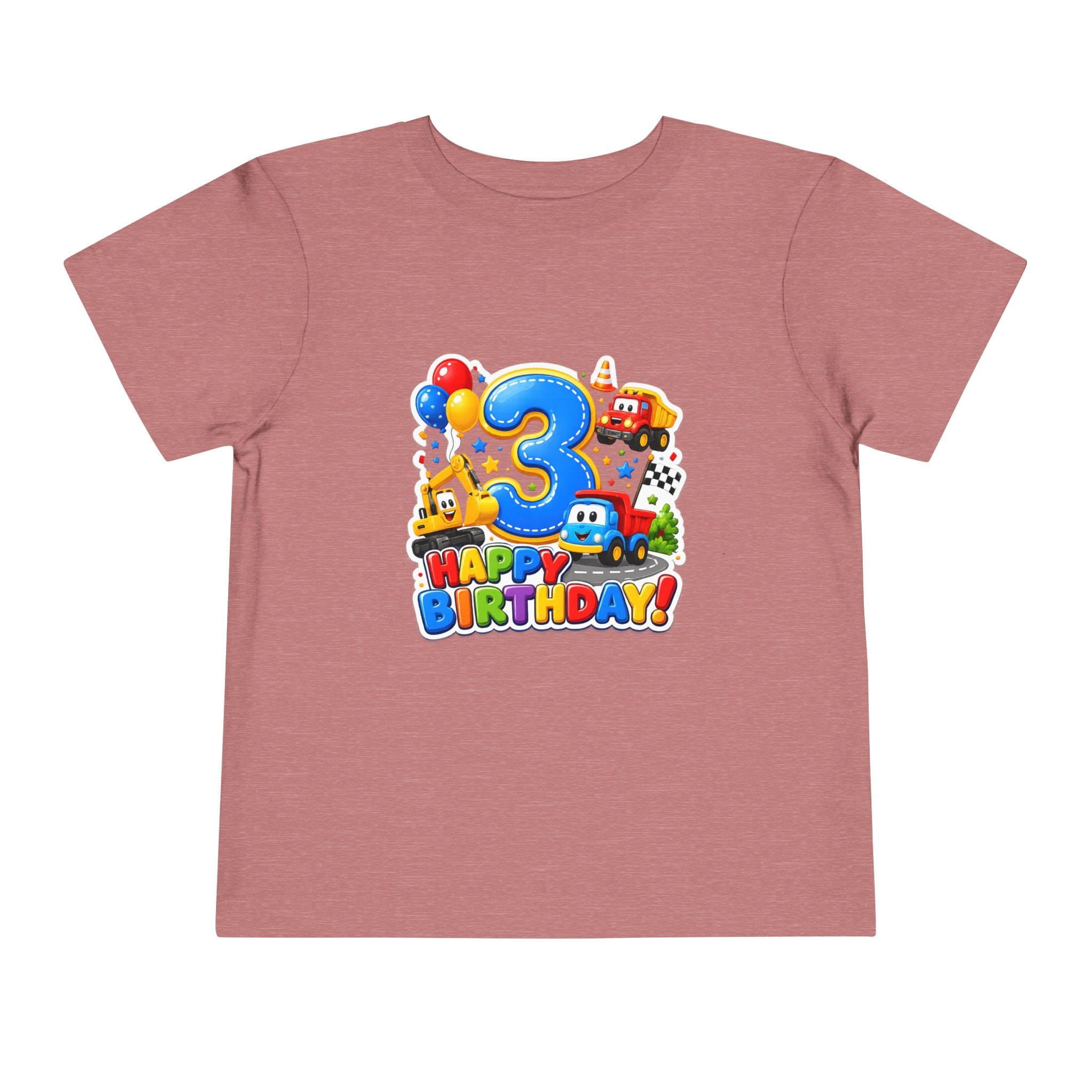 Toddler Birthday Tee — "3" Race Car Happy Birthday Shirt