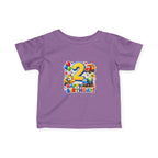 2nd Birthday Infant Tee — Colorful Trucks, Balloons & 'Happy Birthday' Design