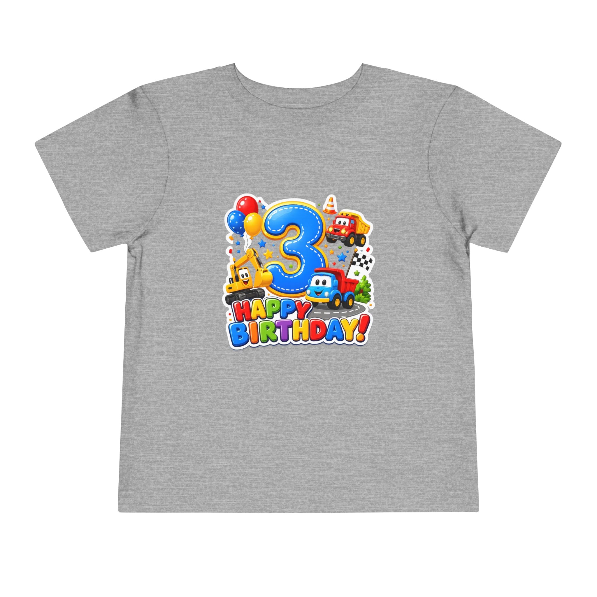 Toddler Birthday Tee — "3" Race Car Happy Birthday Shirt