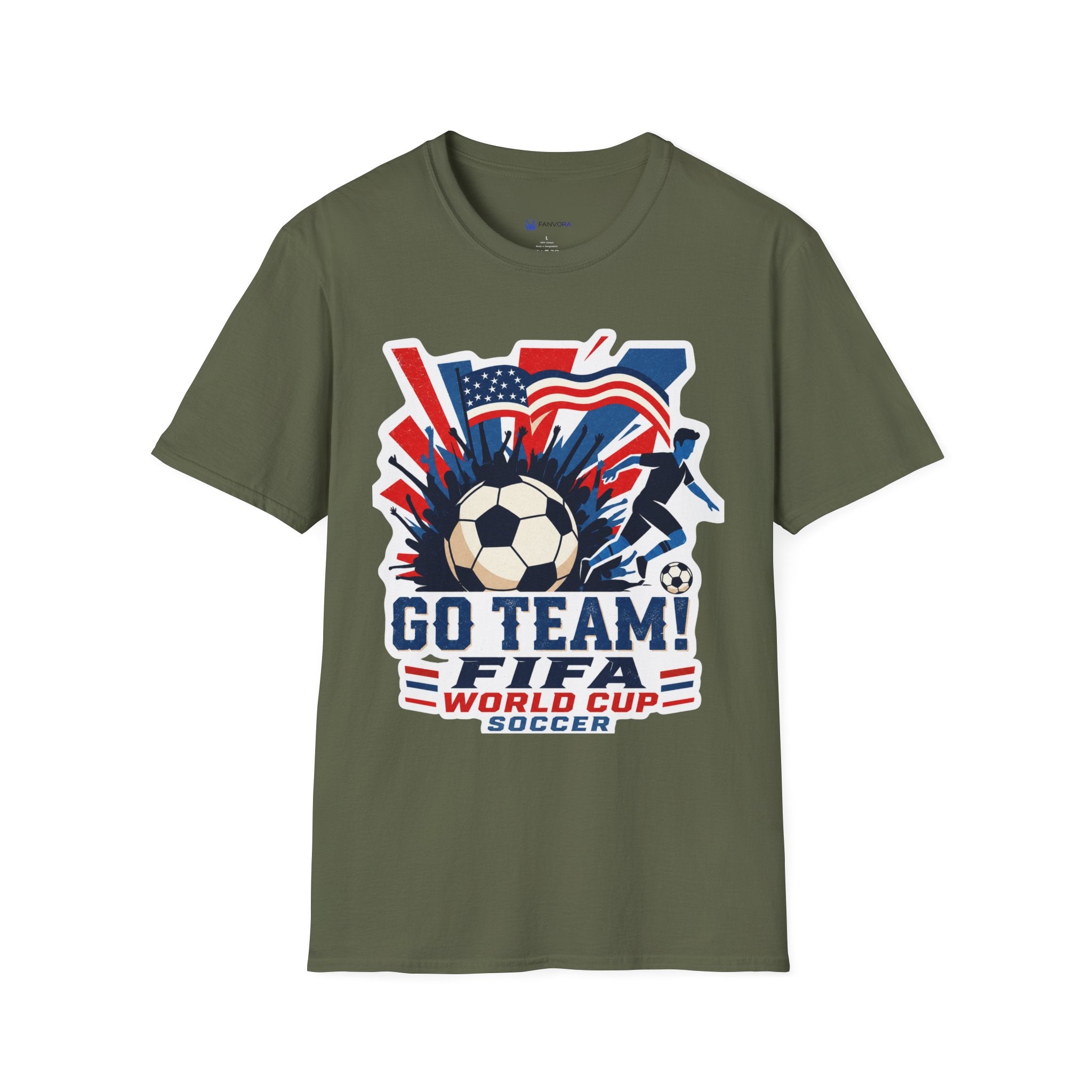 Soccer  Cup T-Shirt – "Go Team! Cup Soccer" USA Flag Design
