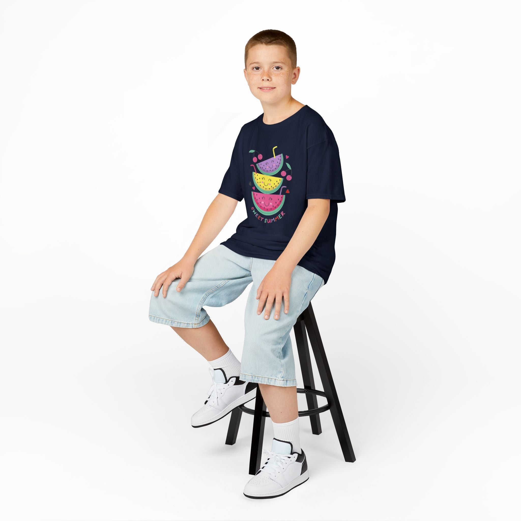 Kids T-Shirt — Cute Stacked Watermelon Illustration with "Sweet Things" Text