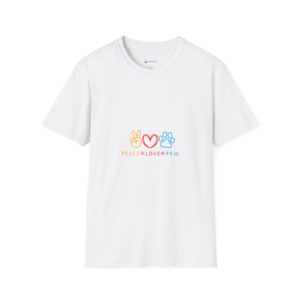 Peace Love Paw T-Shirt — Cute Paw Print Heart Peace Sign Tee for Dog & Cat Lovers
