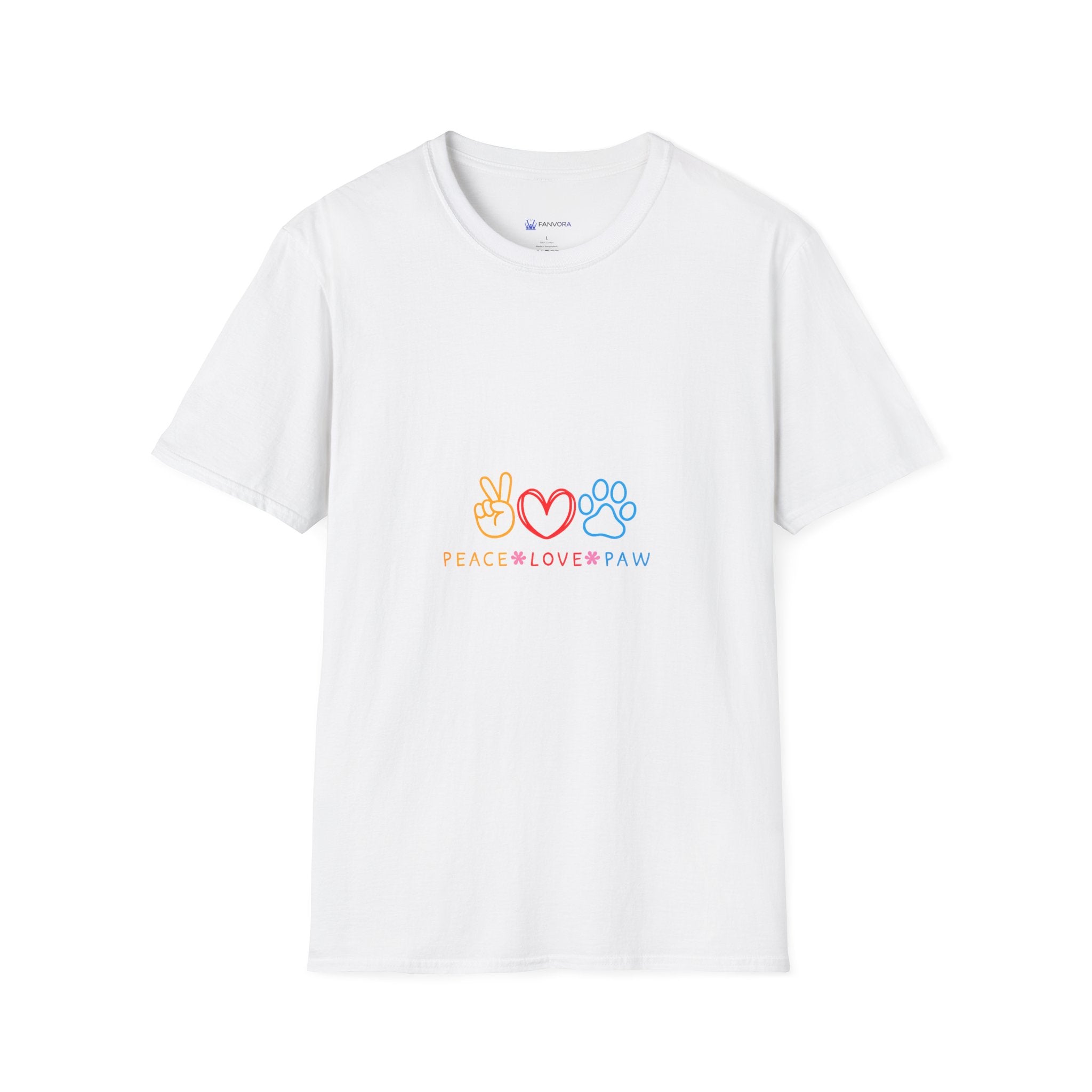 Peace Love Paw T-Shirt — Cute Paw Print Heart Peace Sign Tee for Dog & Cat Lovers