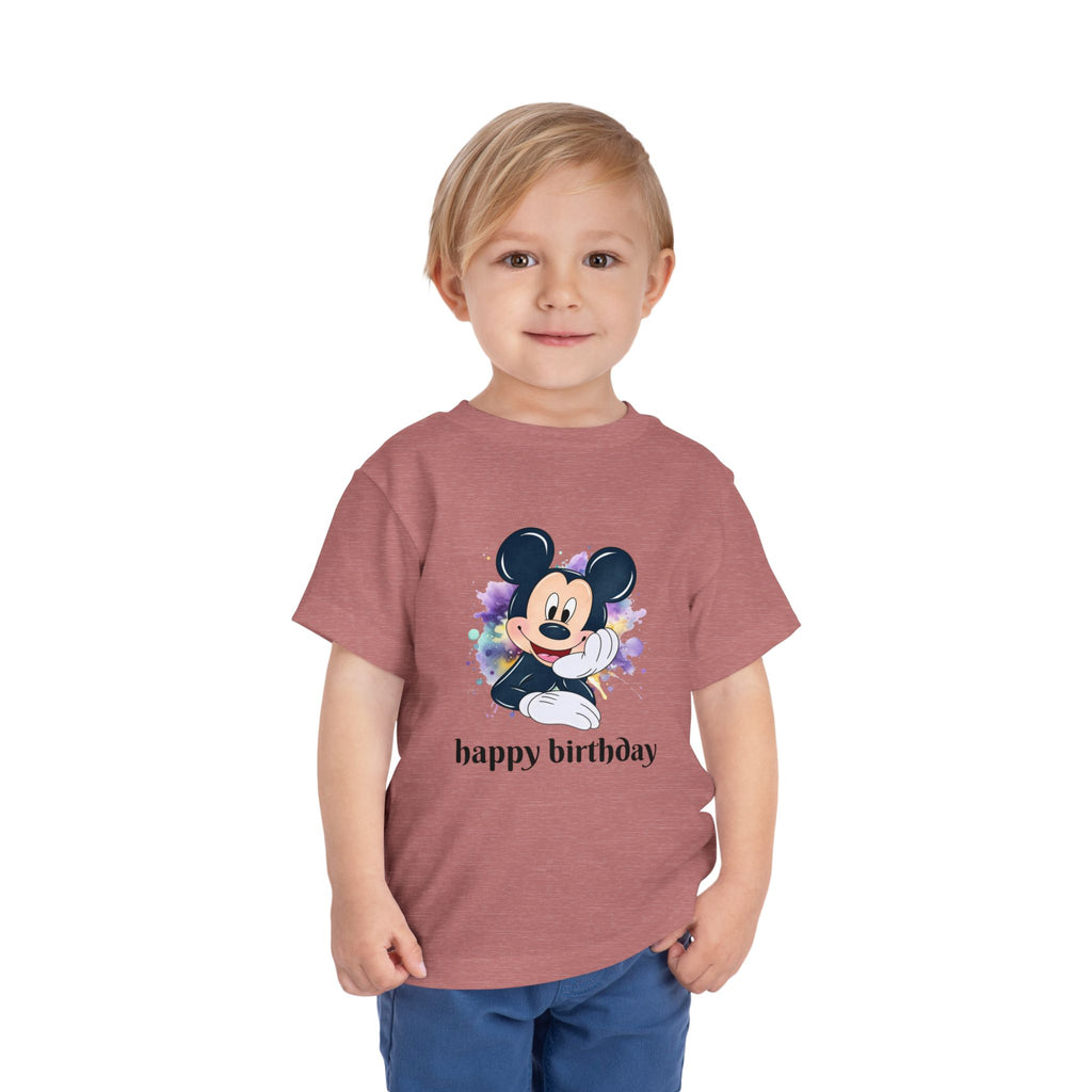 Toddler Tee — Cute Mickey "happy birthday" Birthday Shirt for Kids