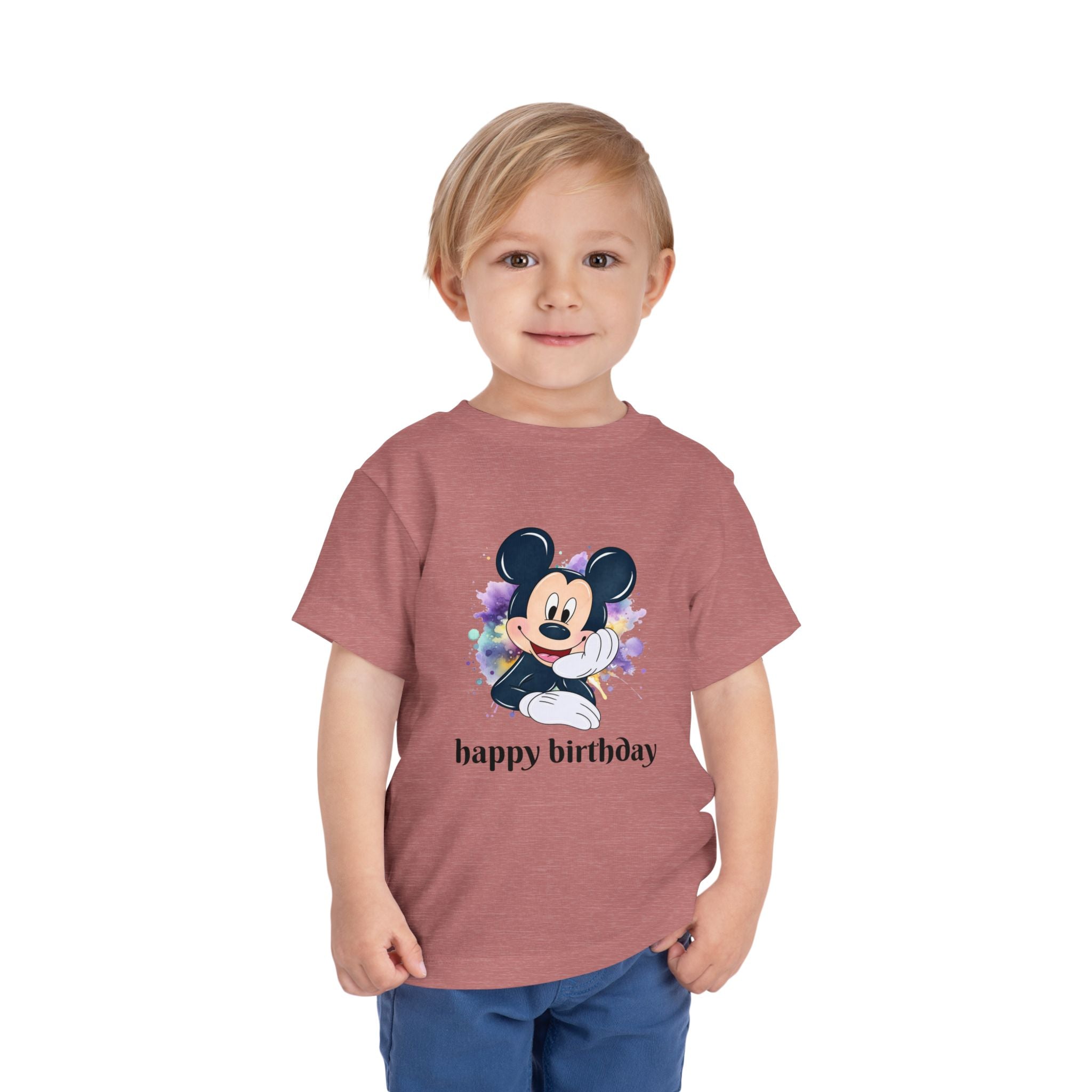 Toddler Tee — Cute Mickey "happy birthday" Birthday Shirt for Kids