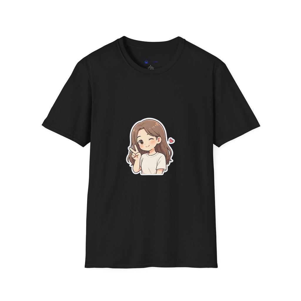 Cute Winking Girl Graphic T-Shirt – Kawaii Heart Tee