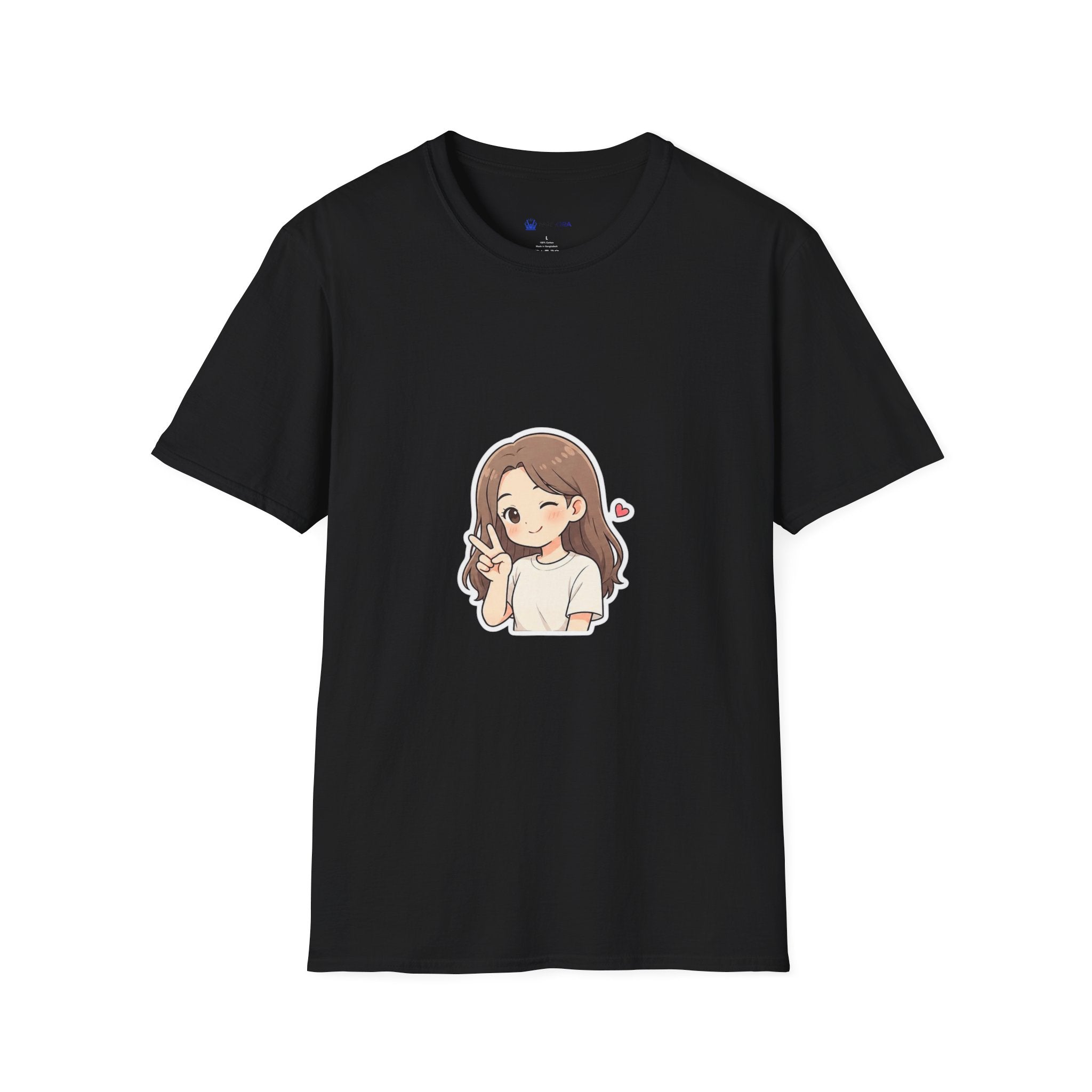Cute Winking Girl Graphic T-Shirt – Kawaii Heart Tee
