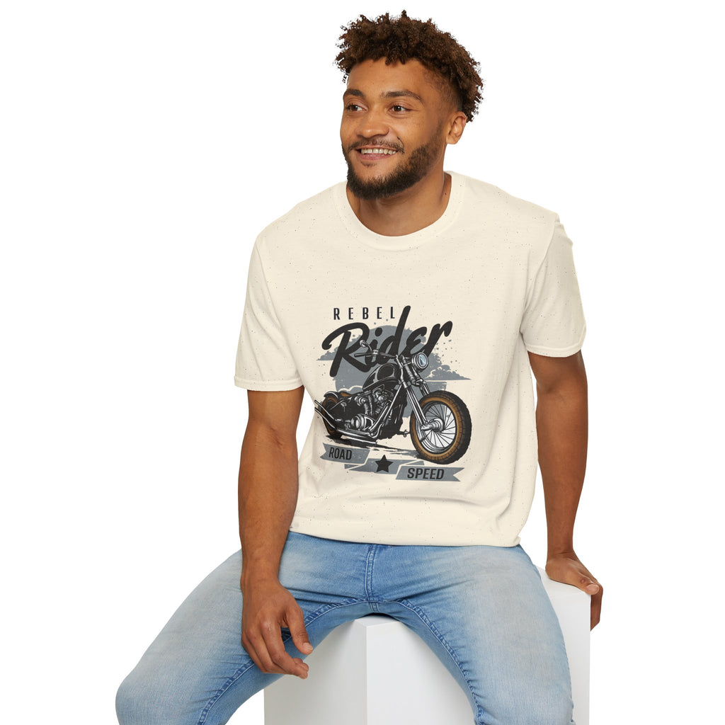 Rebel Rider Motorcycle T-Shirt — Vintage Biker Graphic Tee