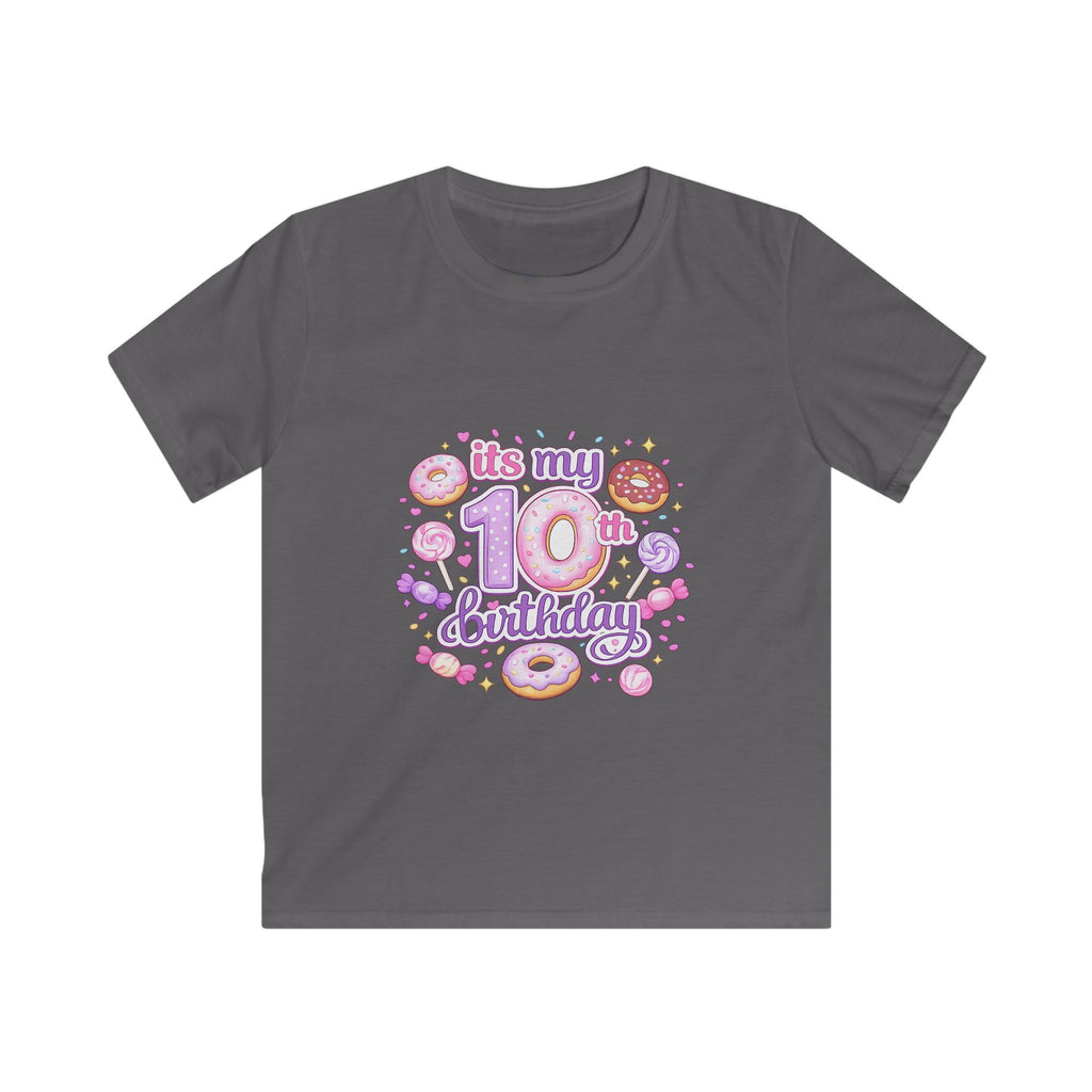 Kids 10th Birthday T-Shirt — “It's My 10th Birthday” Fun Donut Design