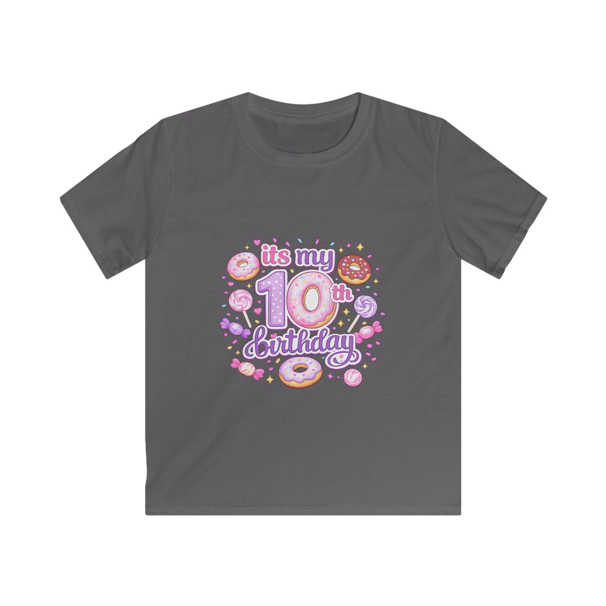 Kids 10th Birthday T-Shirt — “It's My 10th Birthday” Fun Donut Design