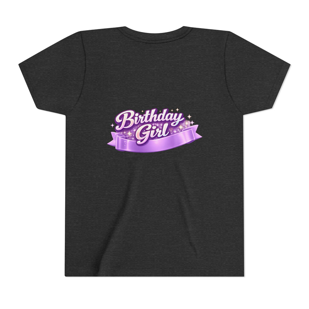Girls' 5th Birthday Tee - 'Happy Birthday' Glitter Stars Design