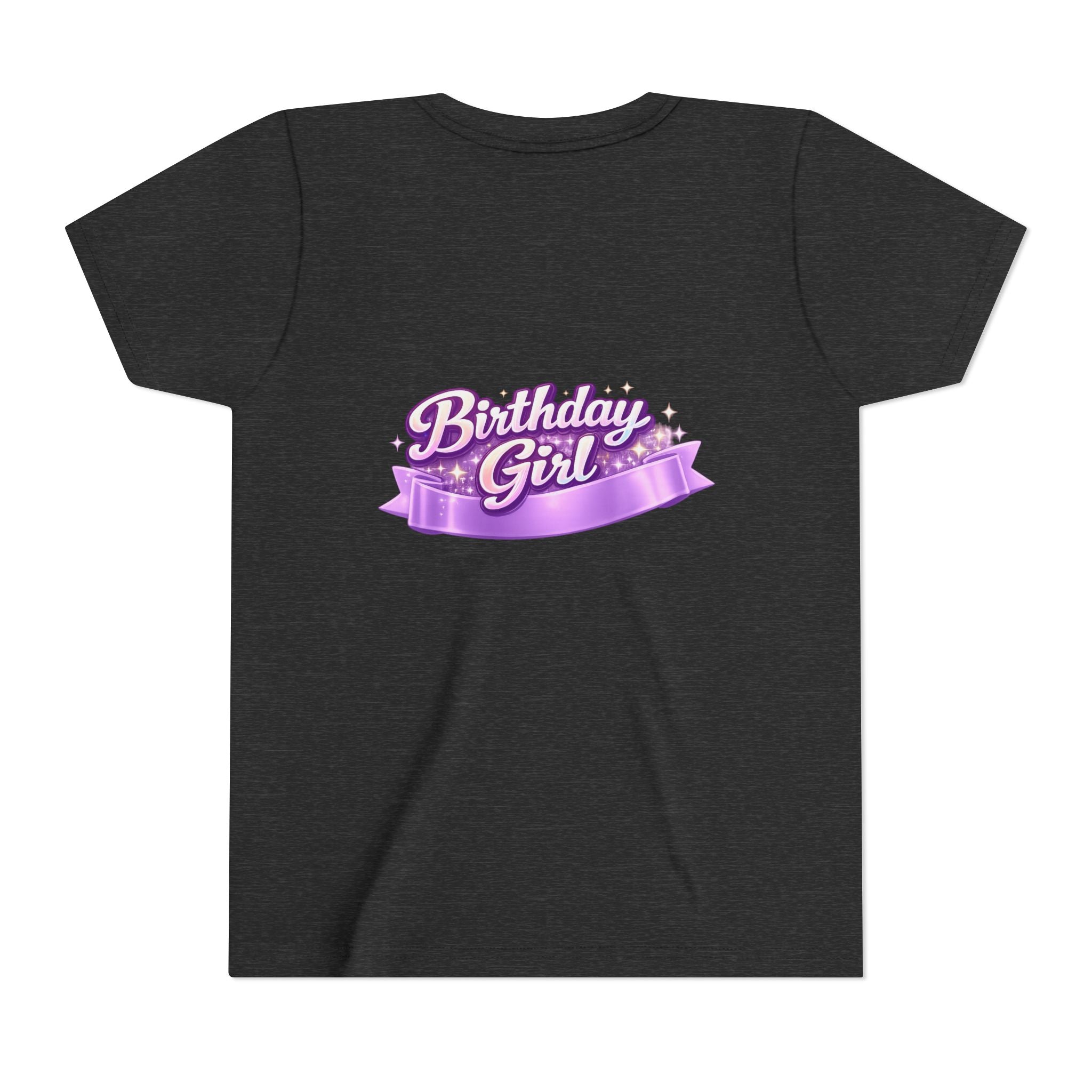 Girls' 5th Birthday Tee - 'Happy Birthday' Glitter Stars Design