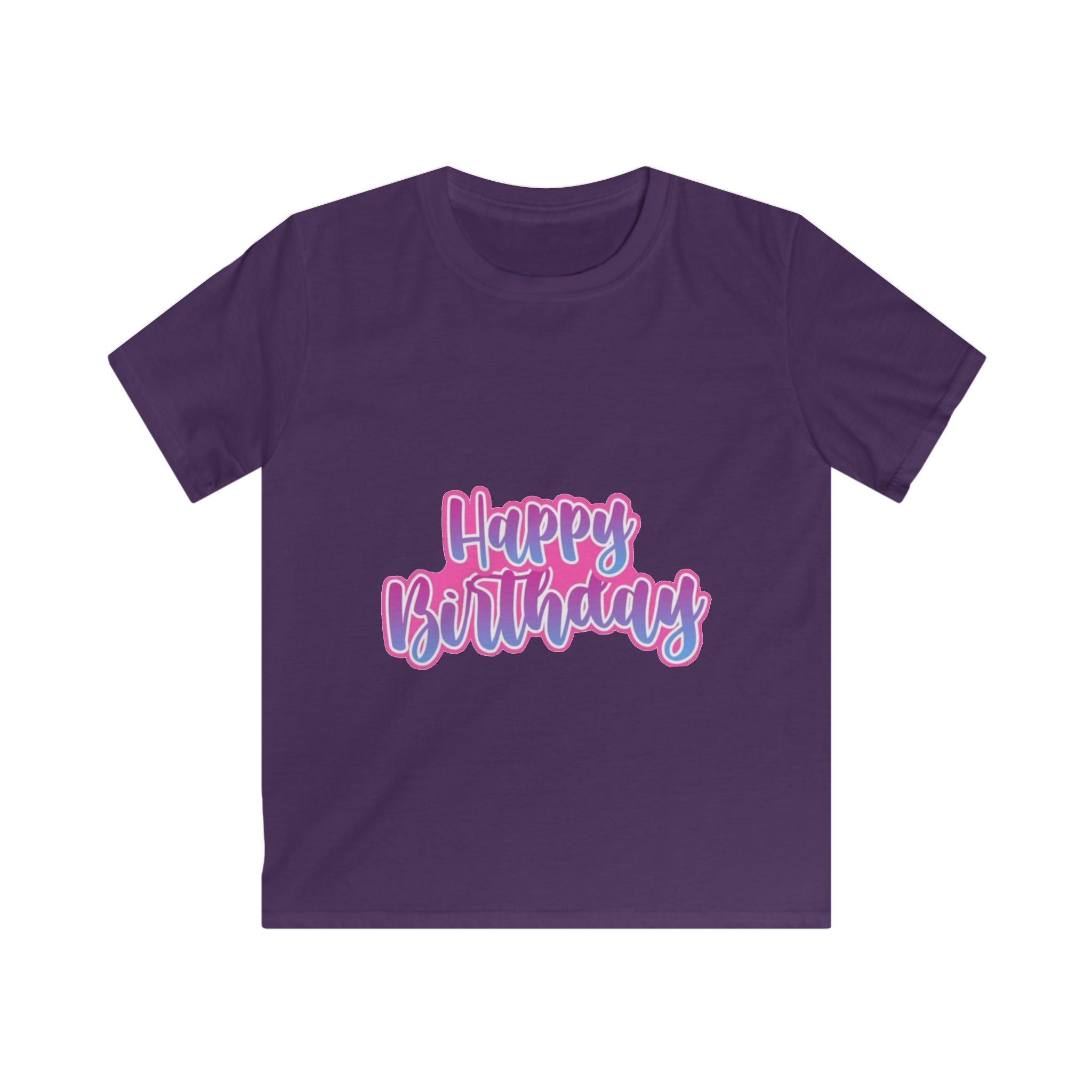 Kids Tee — "Happy Birthday" Pink & Purple Birthday Shirt for Children