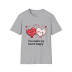 Cute Couples Heart T-Shirt — "You Make My Heart Happy" Valentine's Tee