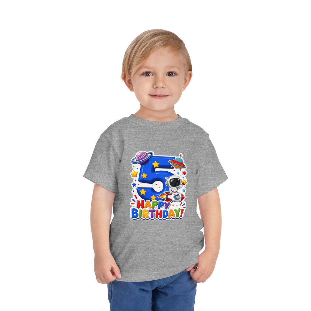 Kids' 5th Birthday Space Tee - Happy Birthday Astronaut Shirt for Toddlers