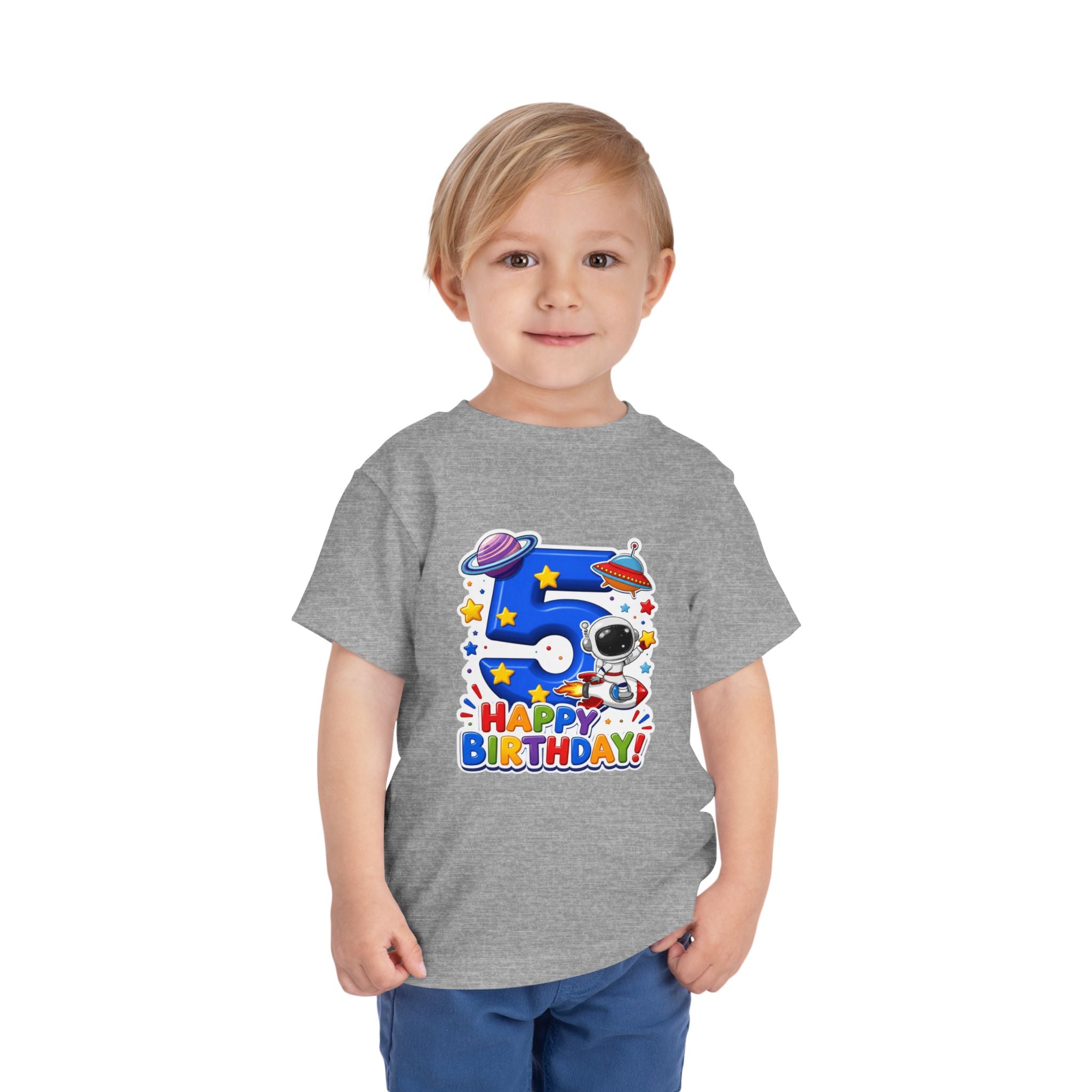 Kids' 5th Birthday Space Tee - Happy Birthday Astronaut Shirt for Toddlers