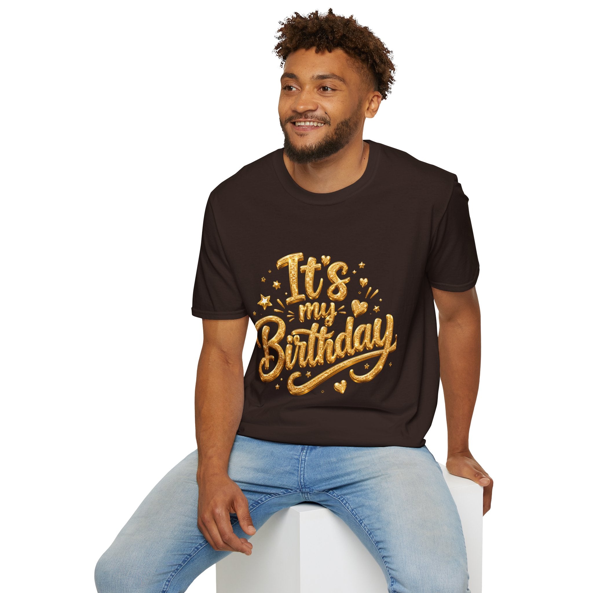 Birthday T-Shirt — "It's My Birthday" Gold Glitter Script Party Tee